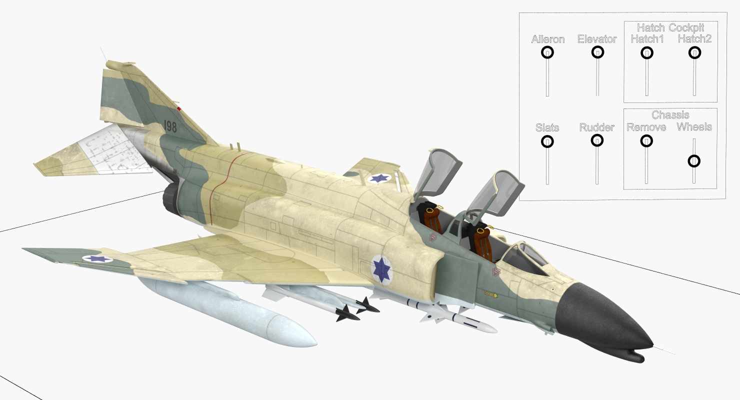 F 4E Kurnass Israeli Air Force Rigged 3D