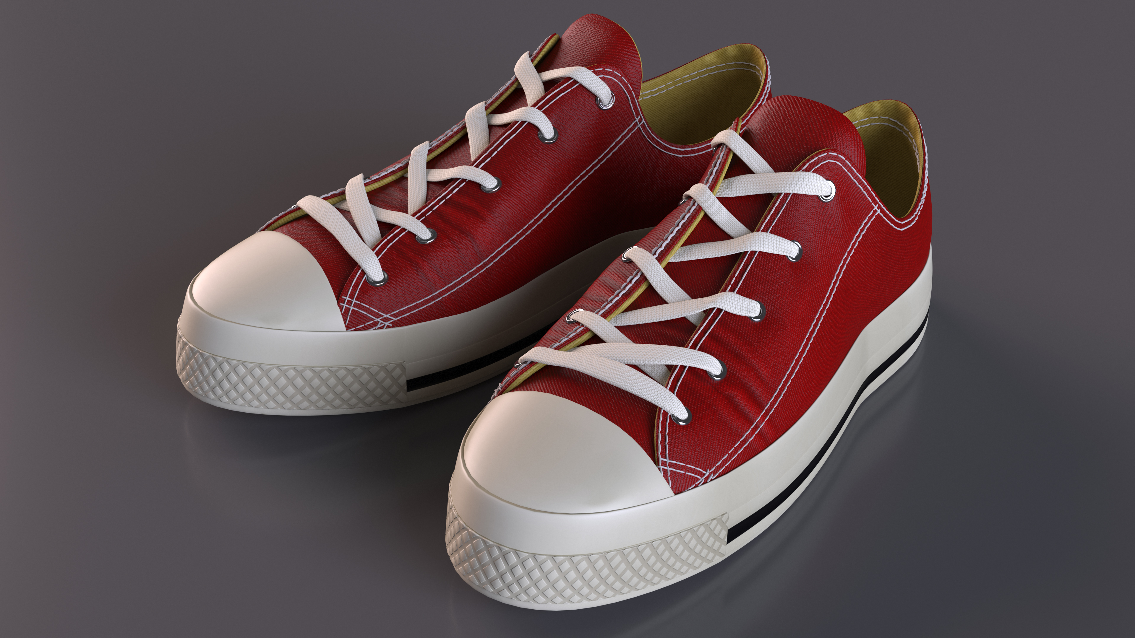 Low Top Canvas Red Sneakers 3D