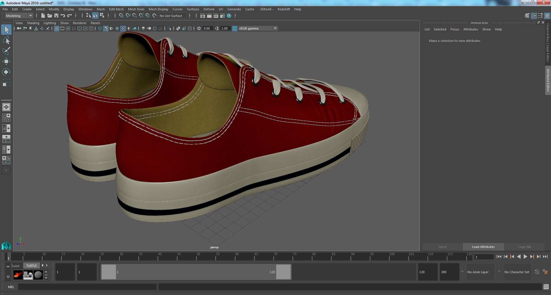 Low Top Canvas Red Sneakers 3D