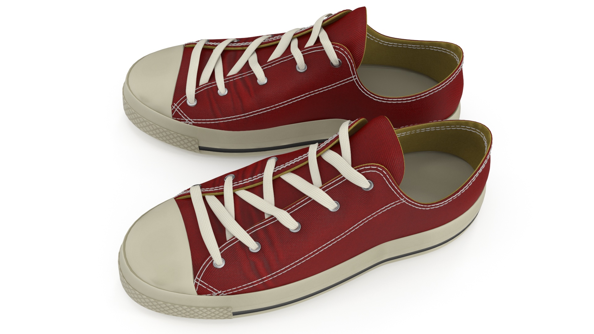 Low Top Canvas Red Sneakers 3D