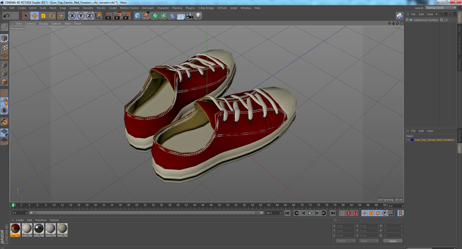 Low Top Canvas Red Sneakers 3D