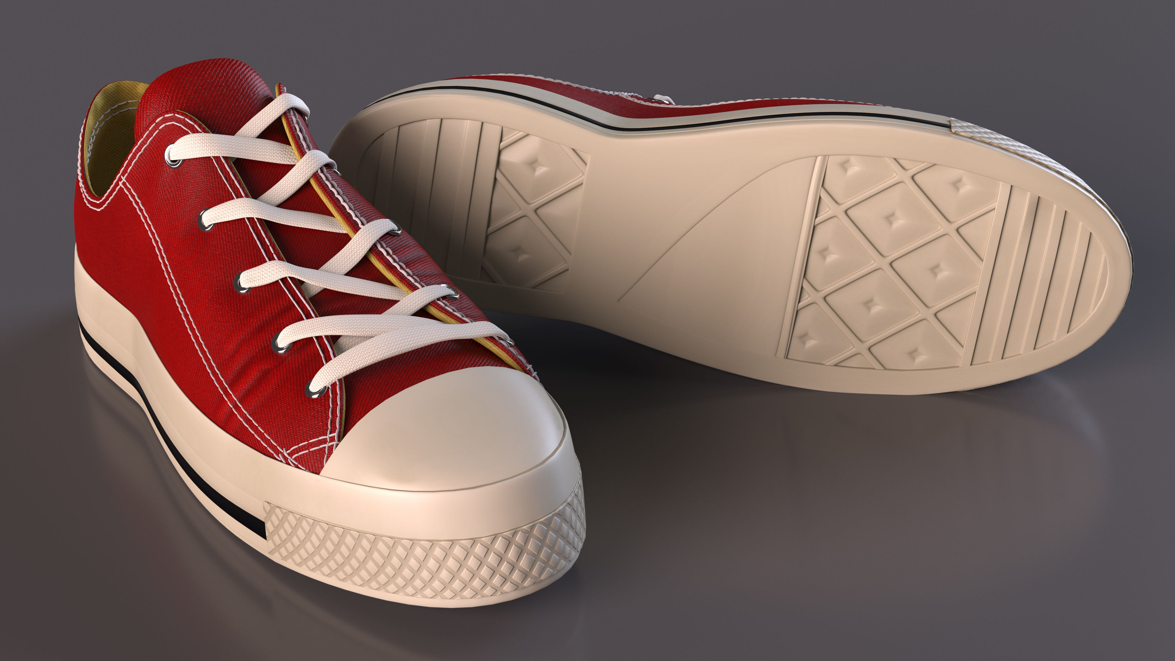 Low Top Canvas Red Sneakers 3D