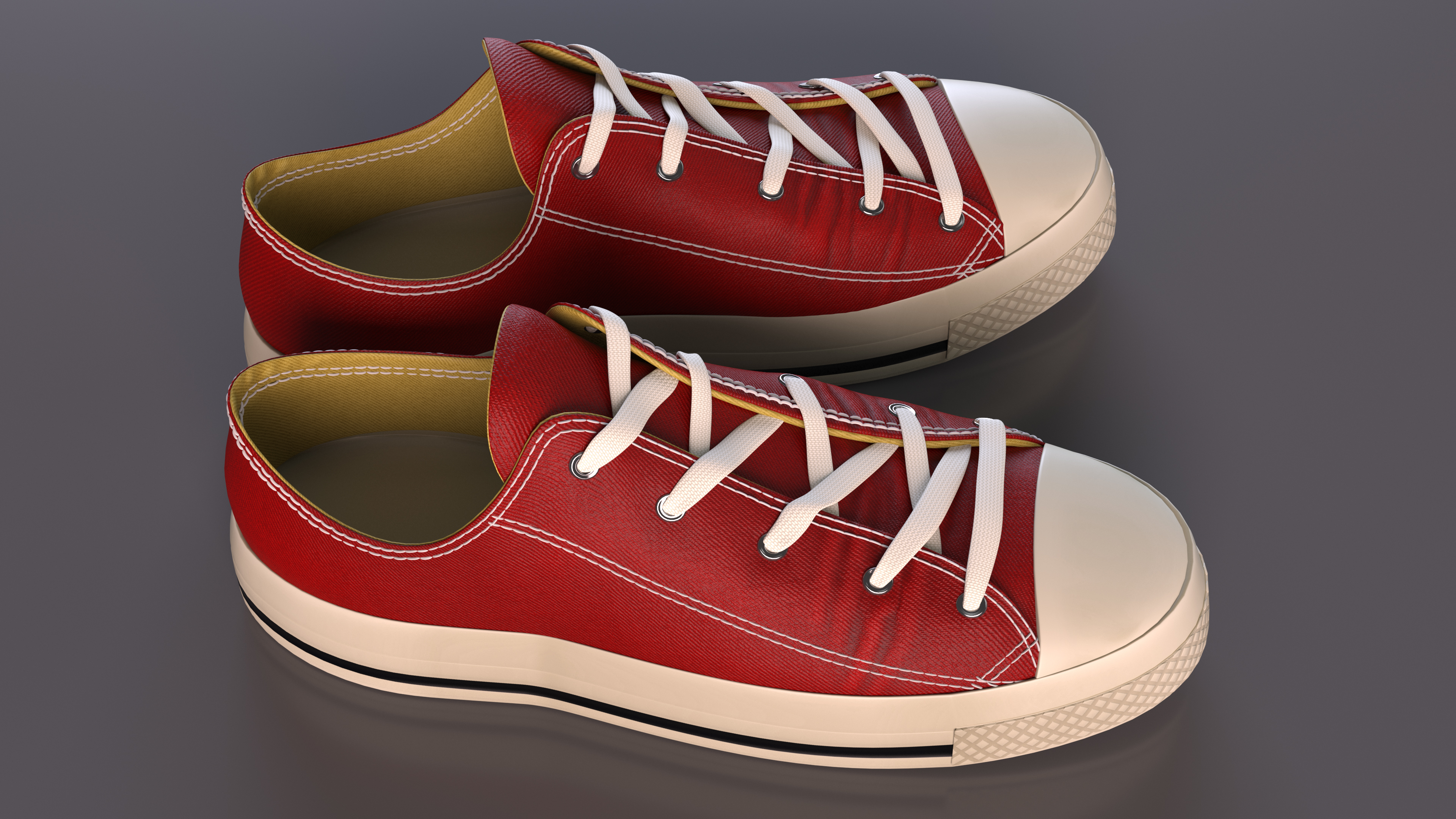 Low Top Canvas Red Sneakers 3D