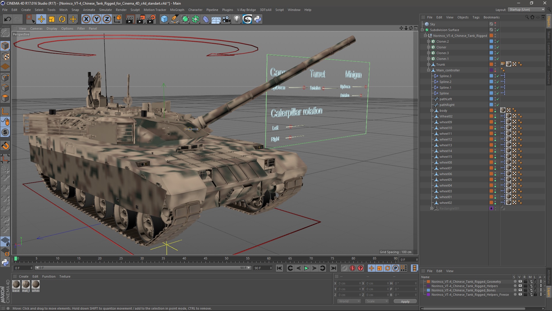 3D Norinco VT-4 Chinese Tank Rigged for Cinema 4D