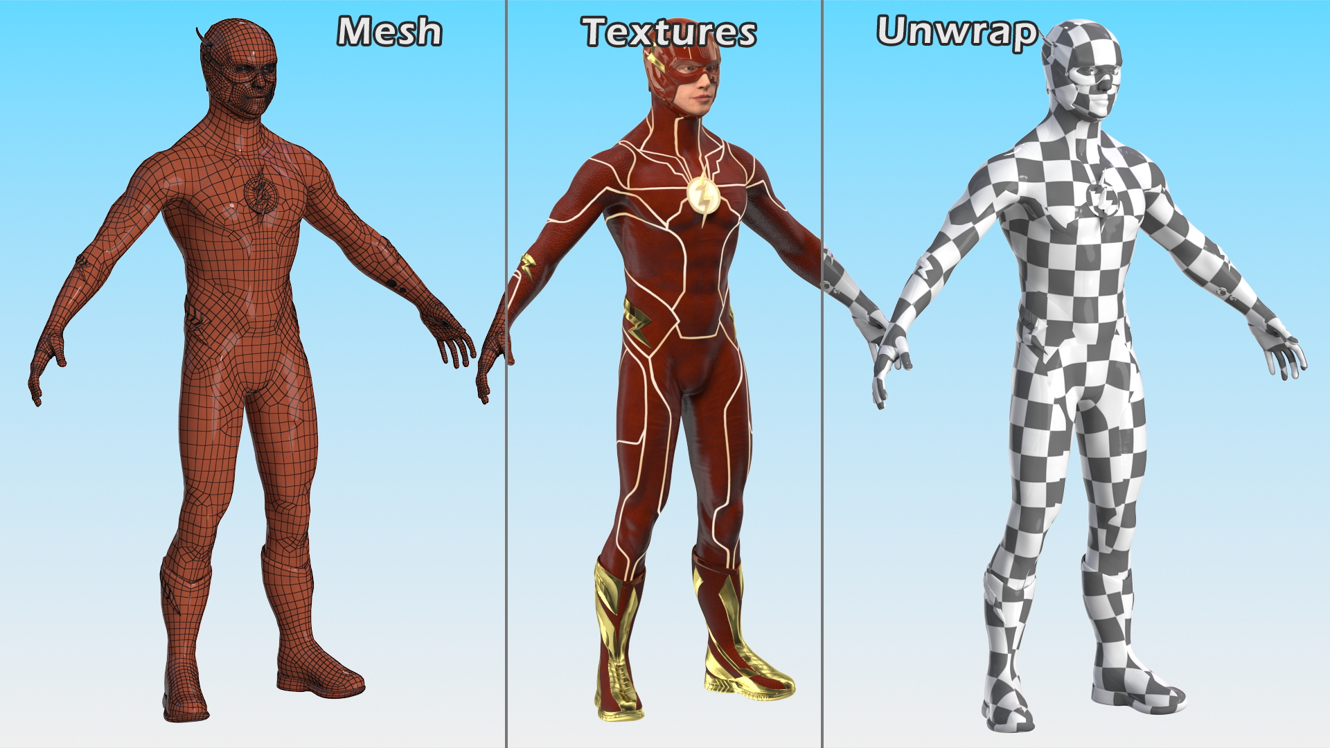 3D model DC Character Flash Rigged