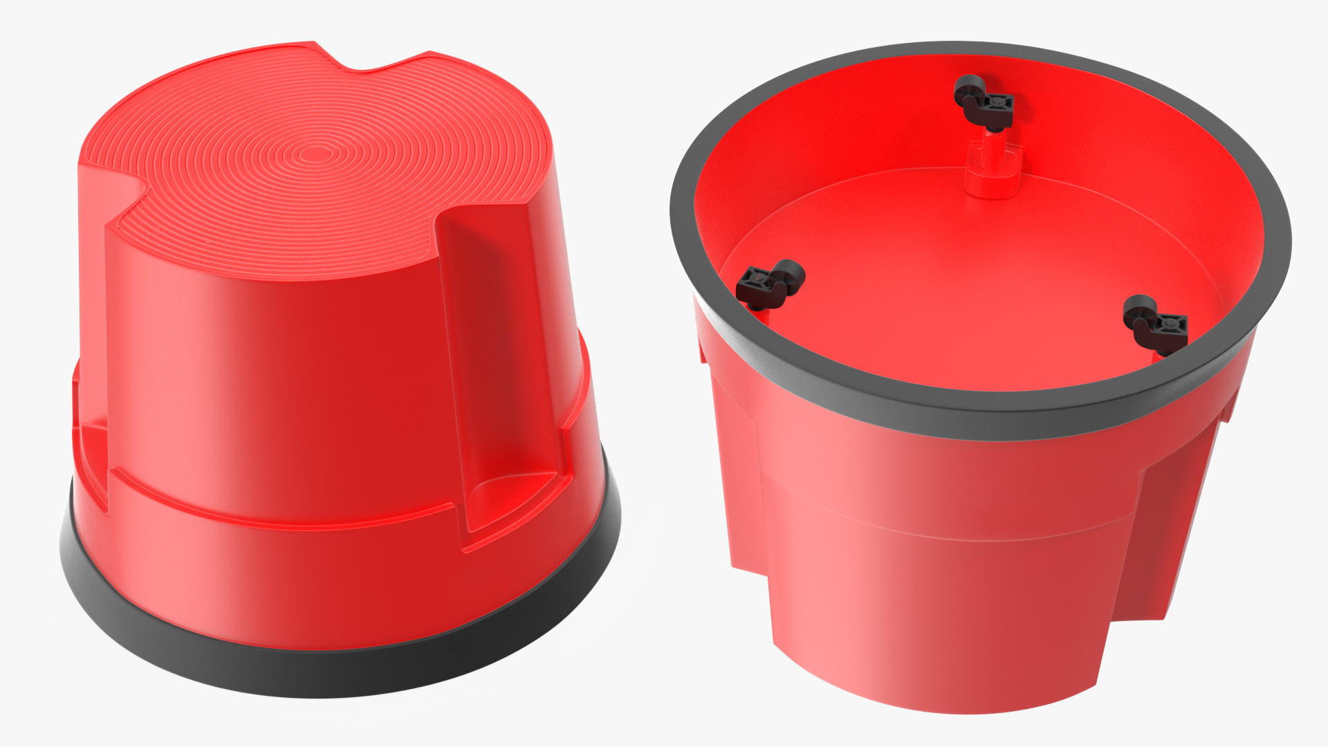 Mobile Kick Stool Plastic Red 3D model