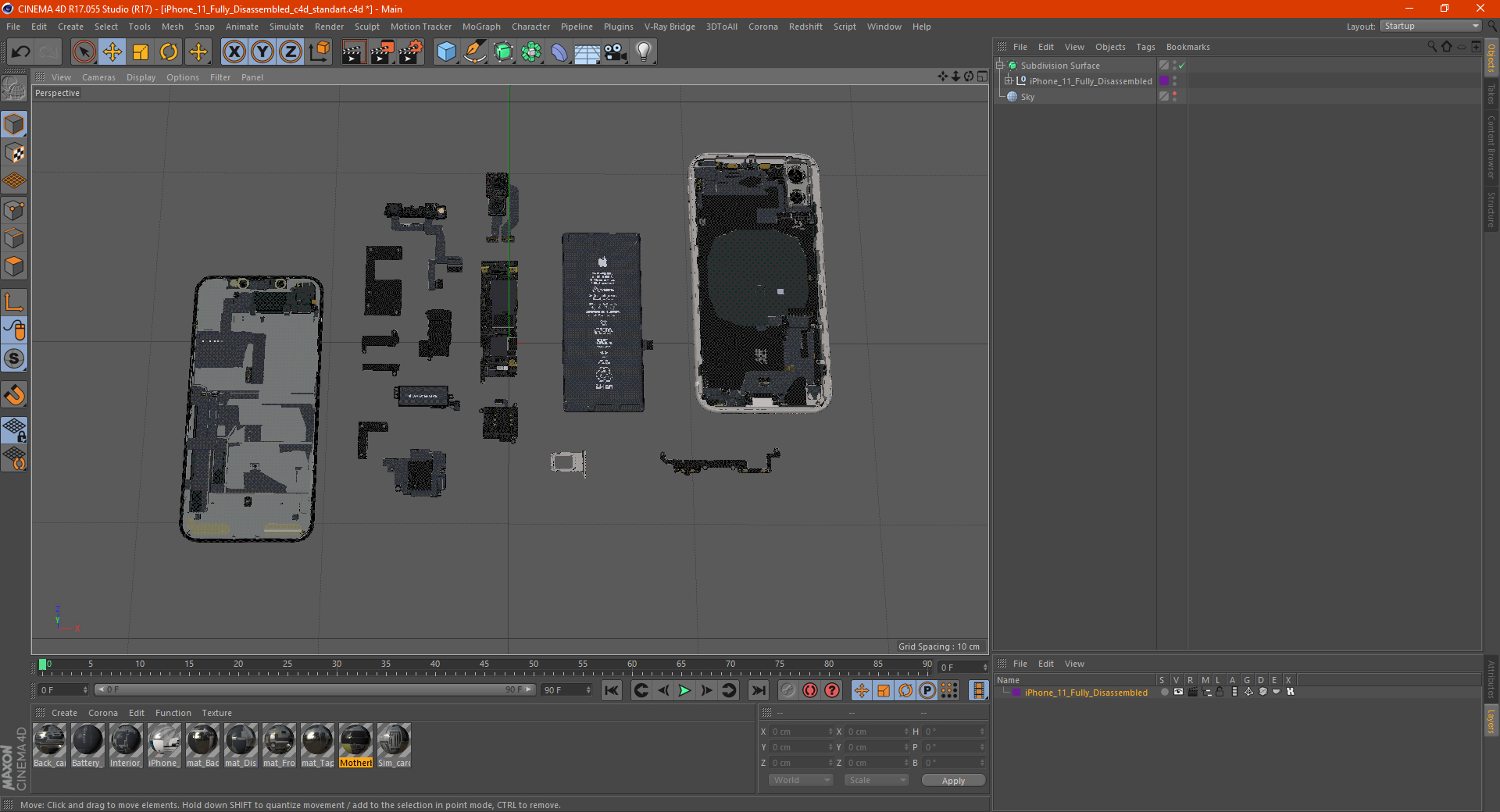 3D iPhone 11 Fully Disassembled model