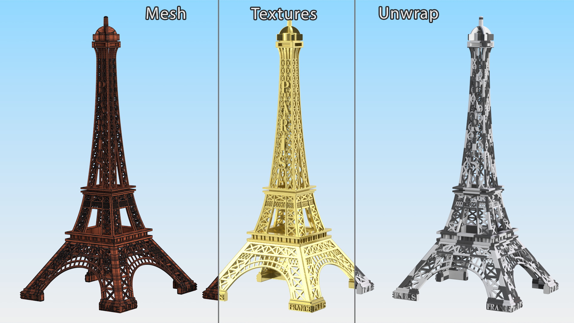 3D Eiffel Tower Gold Souvenir