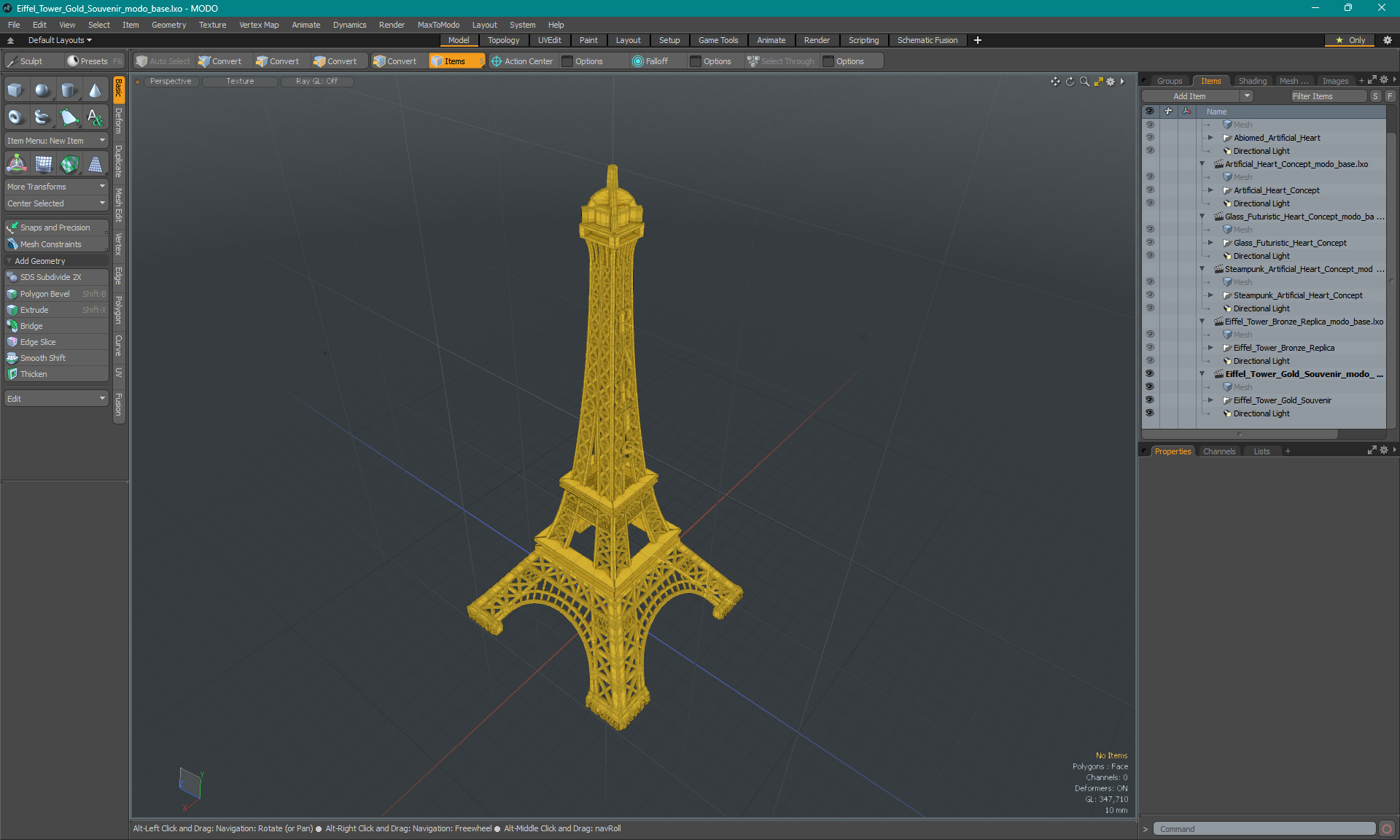 3D Eiffel Tower Gold Souvenir