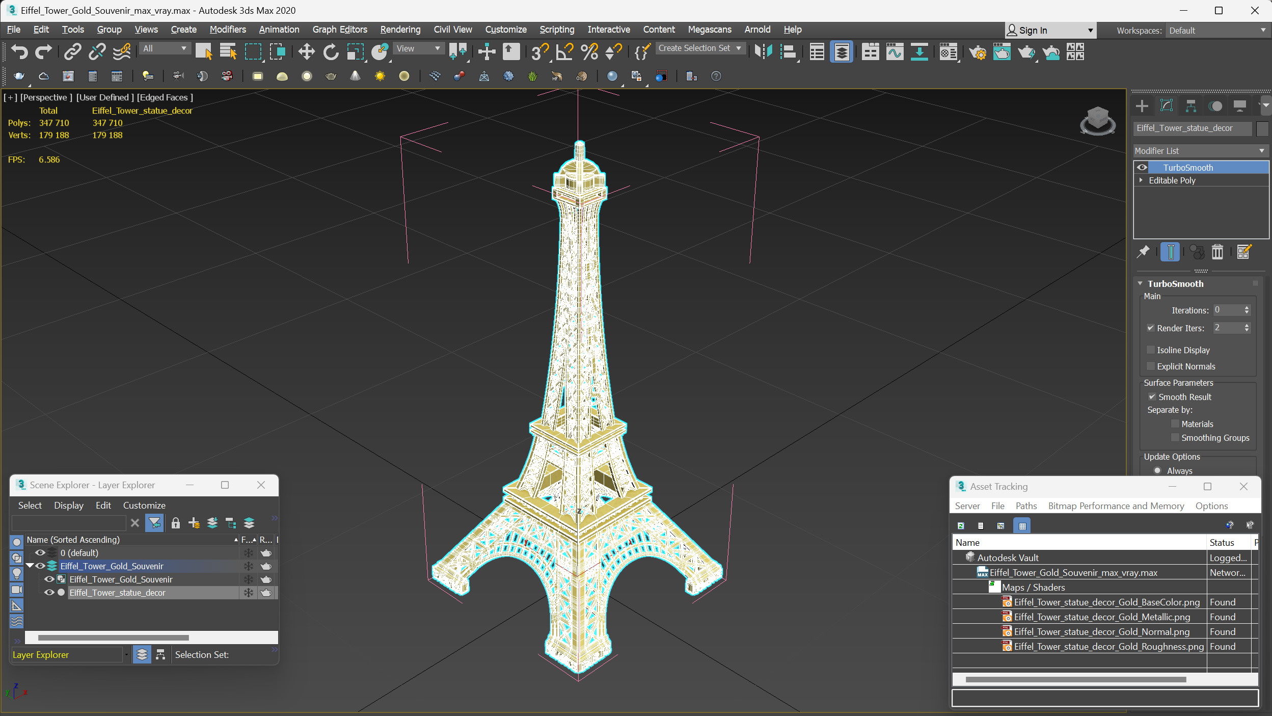 3D Eiffel Tower Gold Souvenir