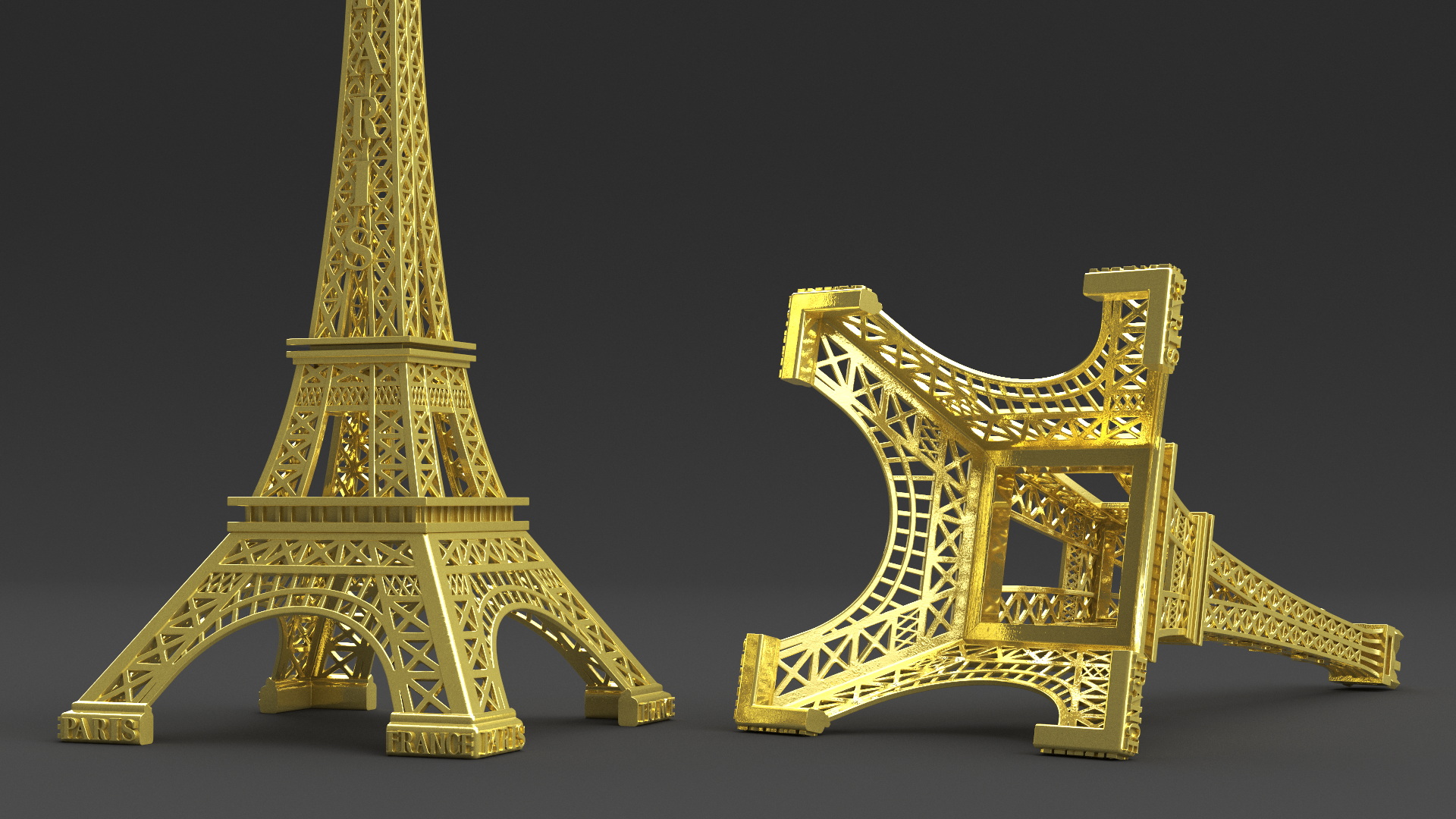 3D Eiffel Tower Gold Souvenir