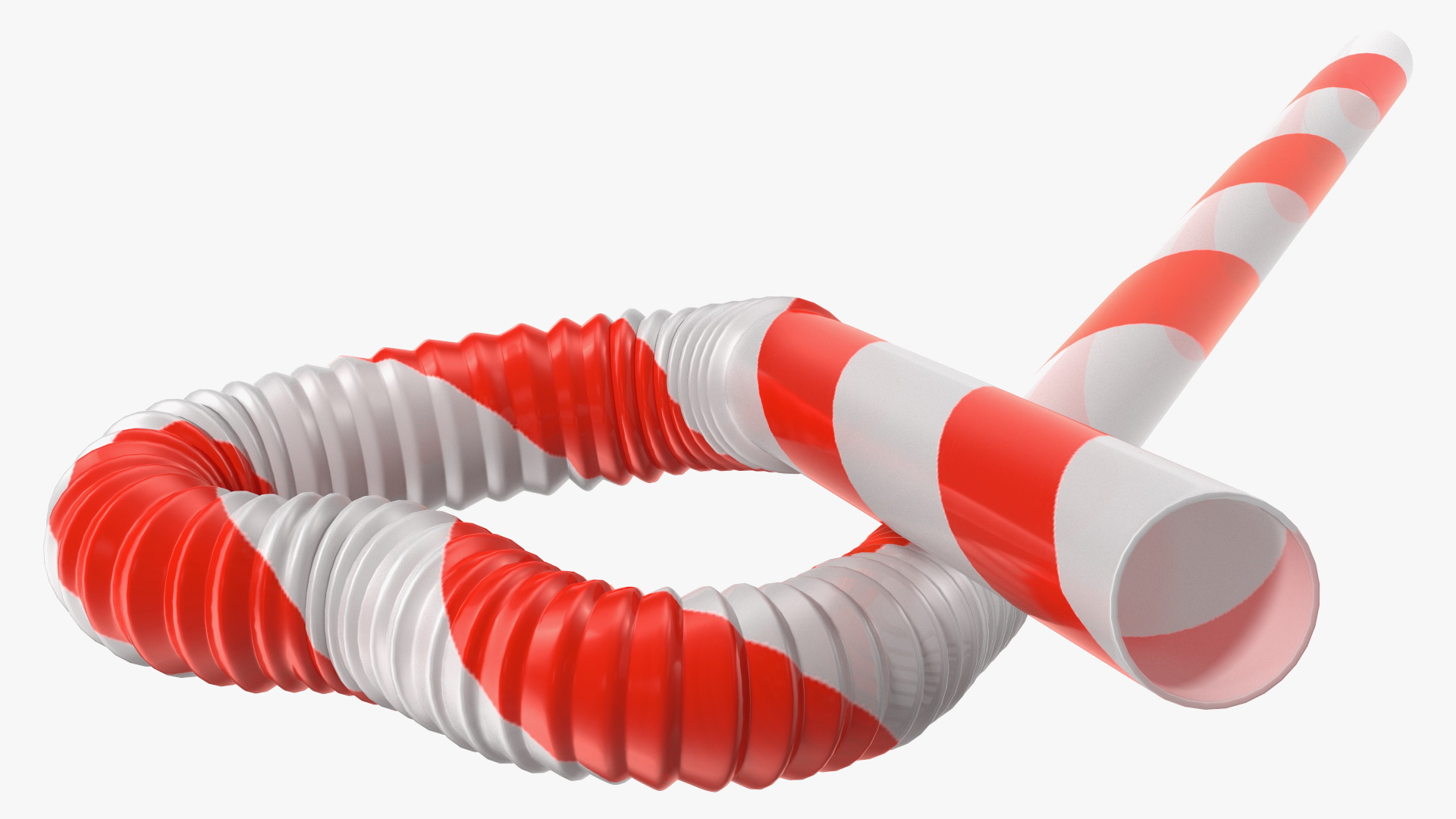 Heart Shaped Drinking Straw Diagonal Stripes 3D model