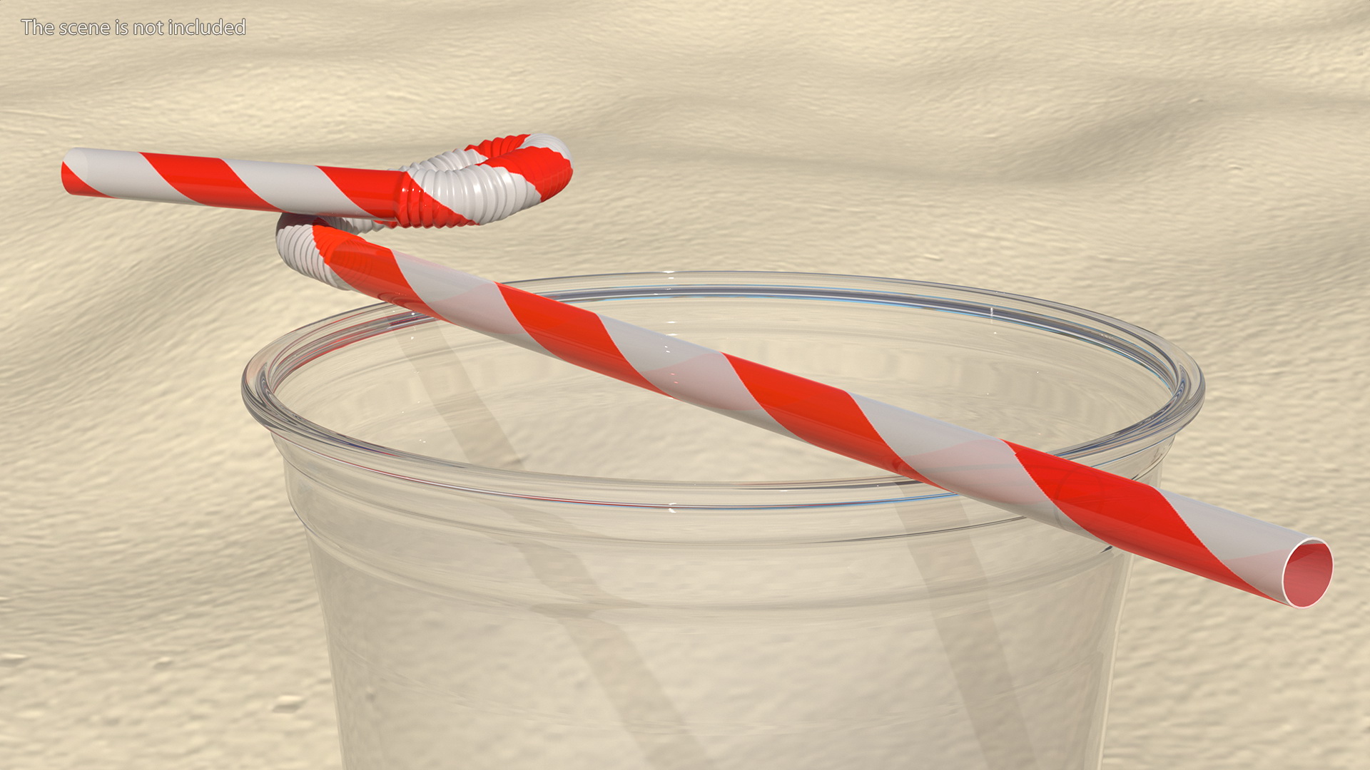 Heart Shaped Drinking Straw Diagonal Stripes 3D model