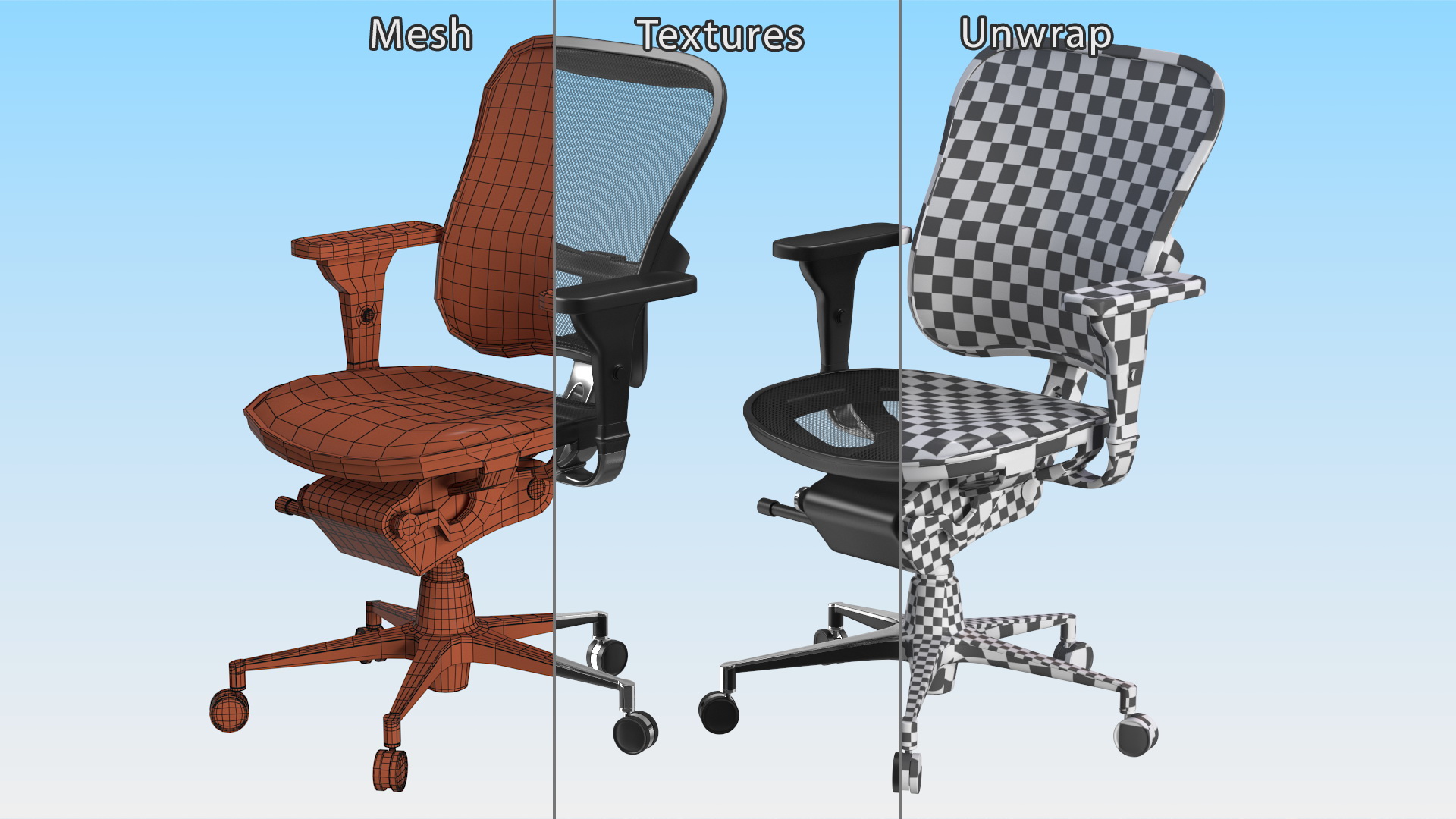 3D Office Chair with Armrests