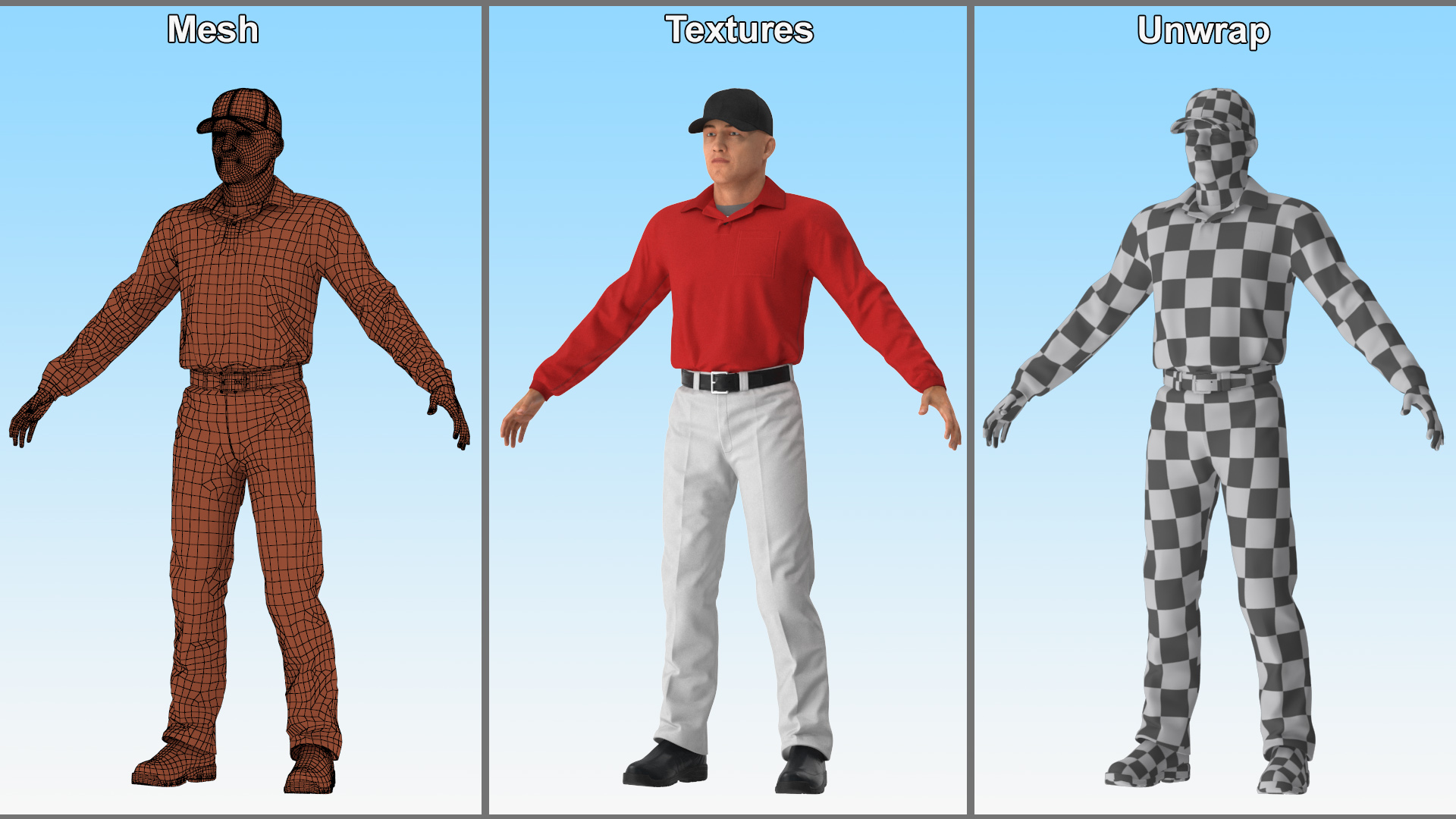 3D Young Man in Casual Clothes Rigged for Maya model