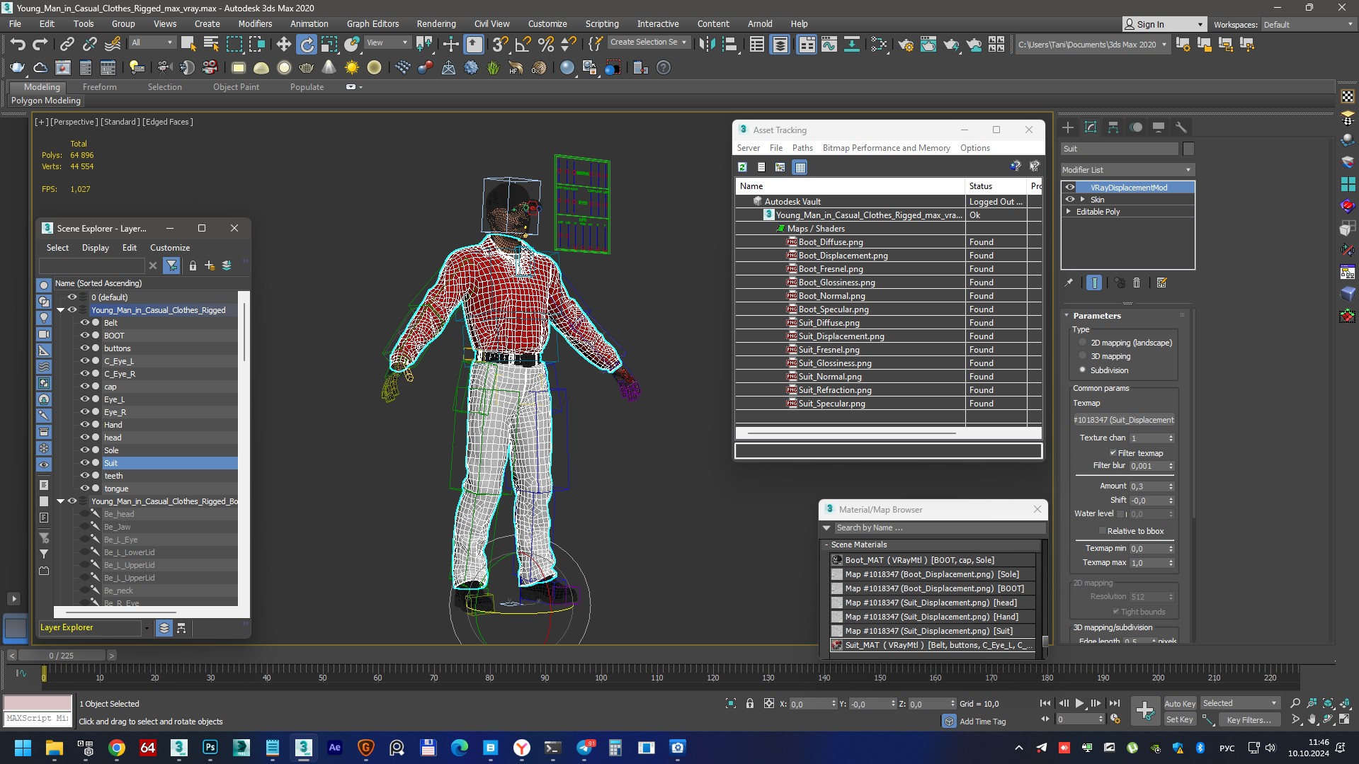 3D Young Man in Casual Clothes Rigged for Maya model