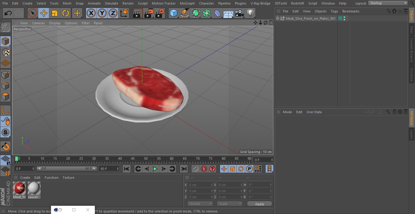 3D Meat Slice Fresh on Plates