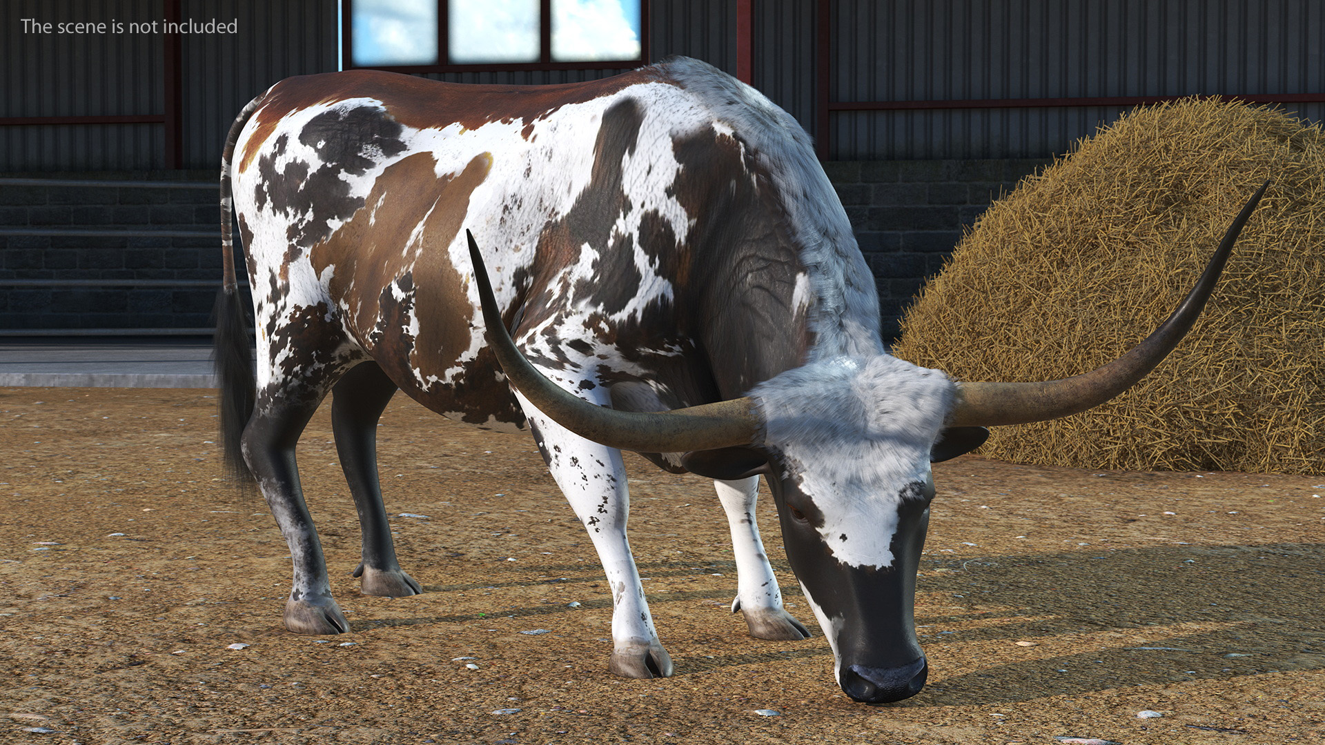 Texas Longhorn Mottled Brown Rigged for Cinema 4D 3D model