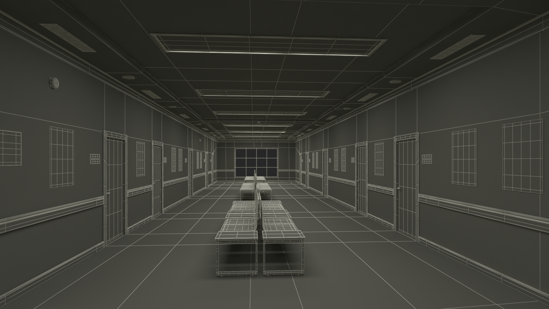 University Hallway Corridor Corner 3D model