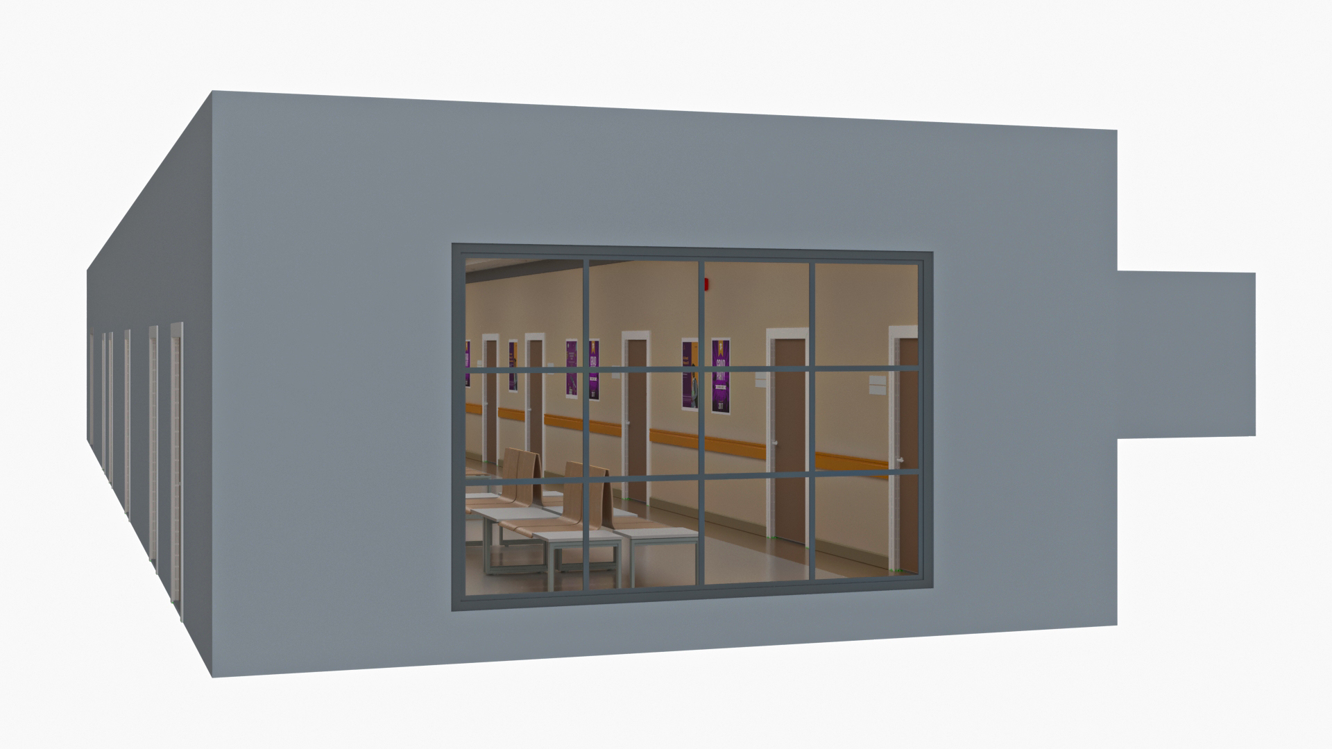 University Hallway Corridor Corner 3D model