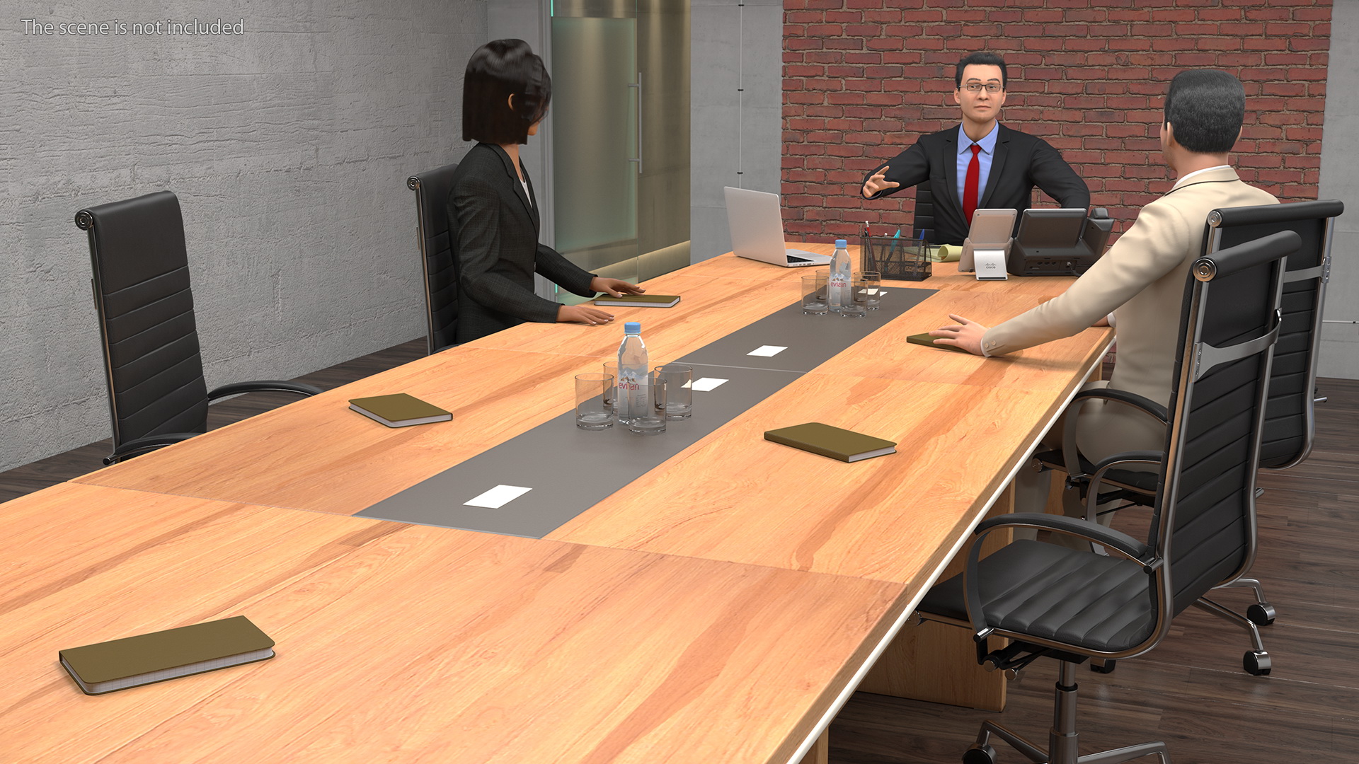 3D Conference Room With People Fur