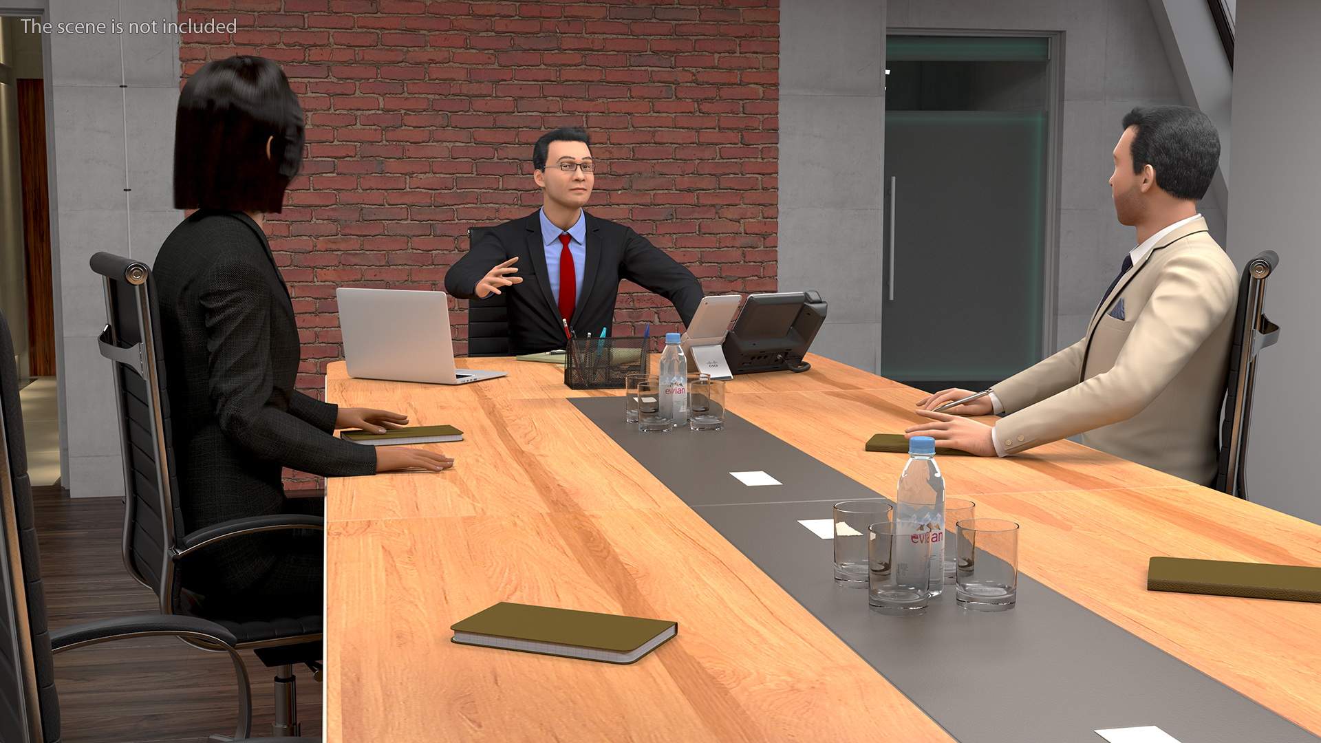 3D Conference Room With People Fur