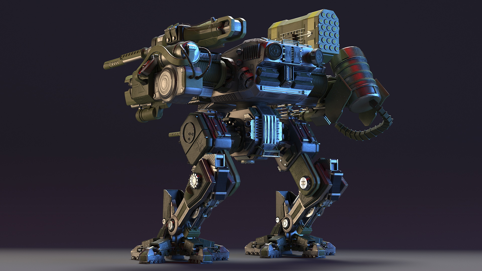 3D Massive Walking Battle Machine Green