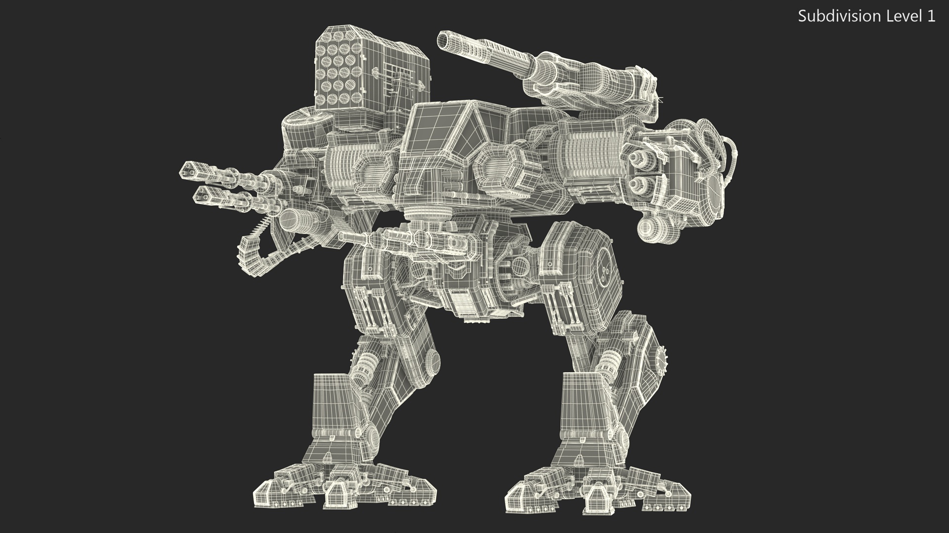 3D Massive Walking Battle Machine Green