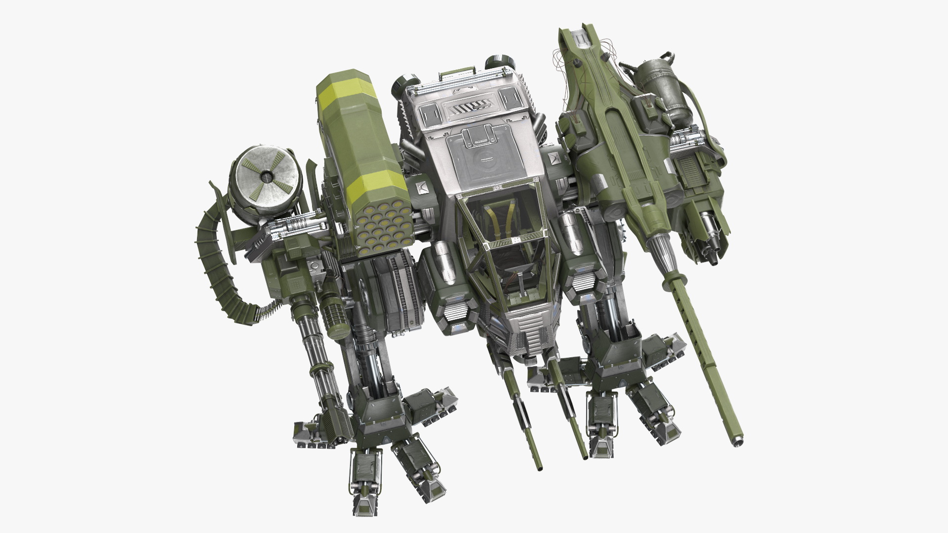 3D Massive Walking Battle Machine Green