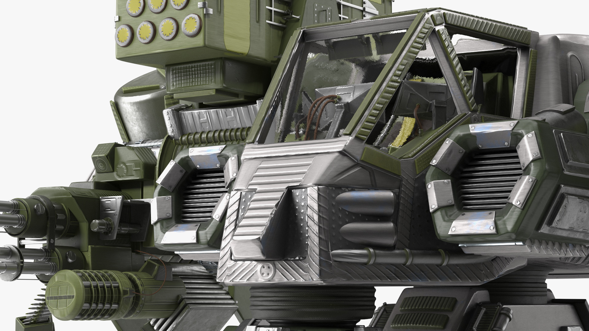 3D Massive Walking Battle Machine Green