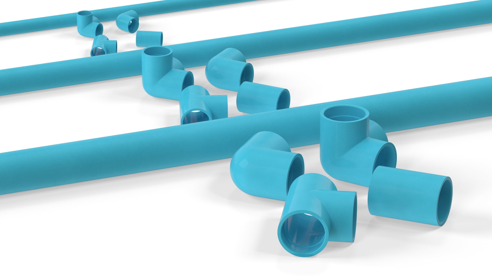 3D model Plumbing PVC Pipes and Fittings Set