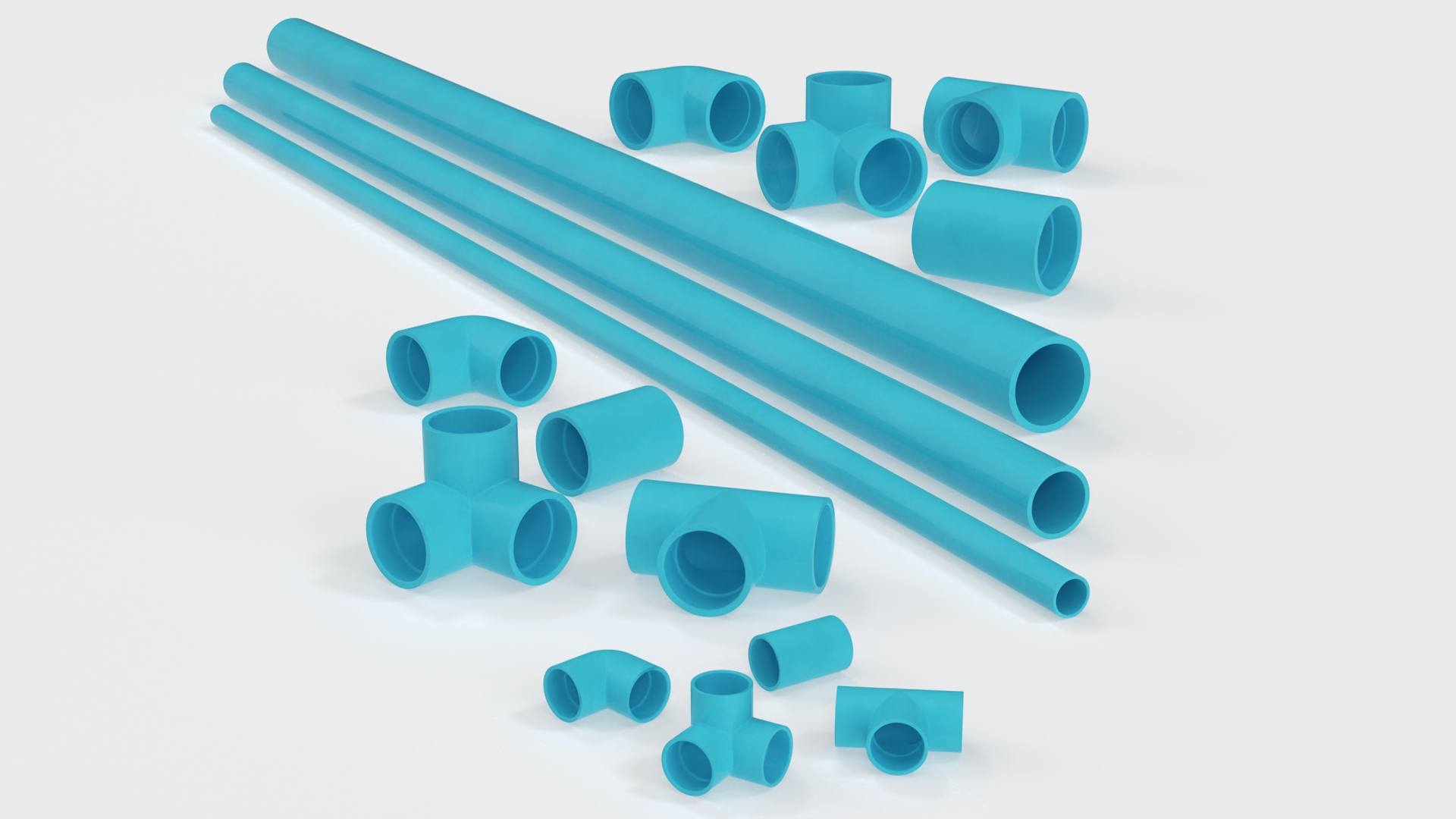 3D model Plumbing PVC Pipes and Fittings Set