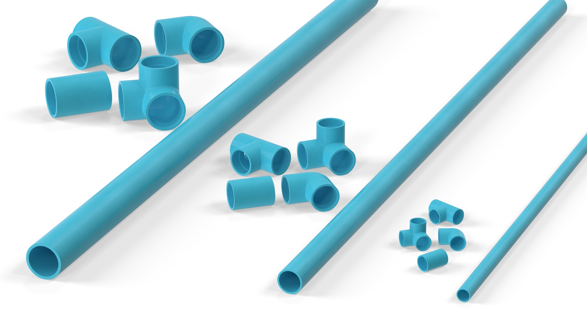 3D model Plumbing PVC Pipes and Fittings Set