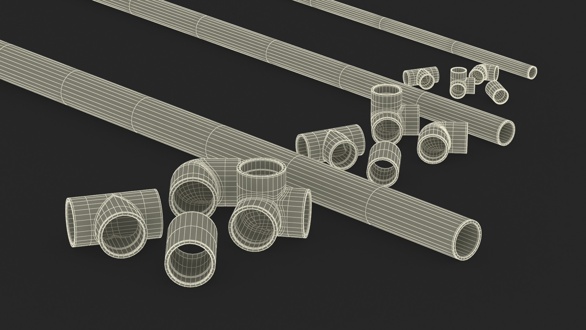 3D model Plumbing PVC Pipes and Fittings Set