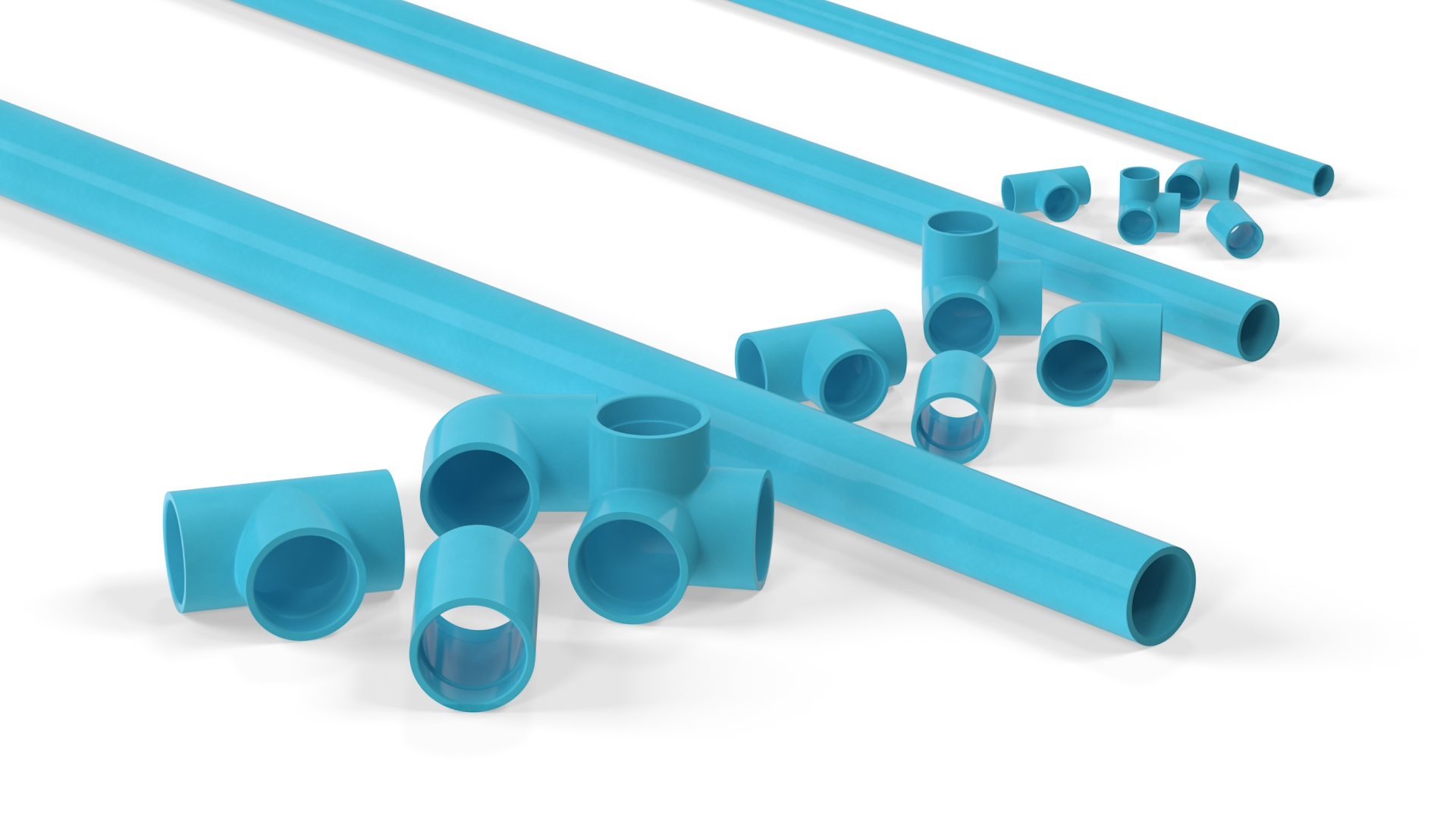 3D model Plumbing PVC Pipes and Fittings Set