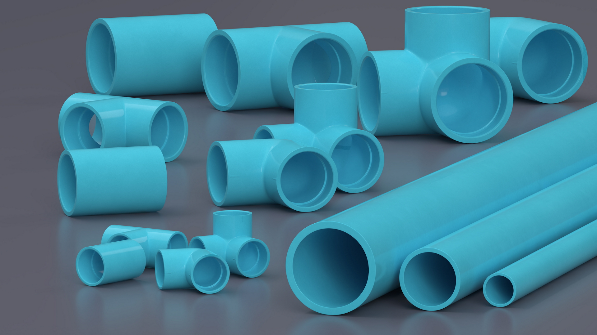 3D model Plumbing PVC Pipes and Fittings Set