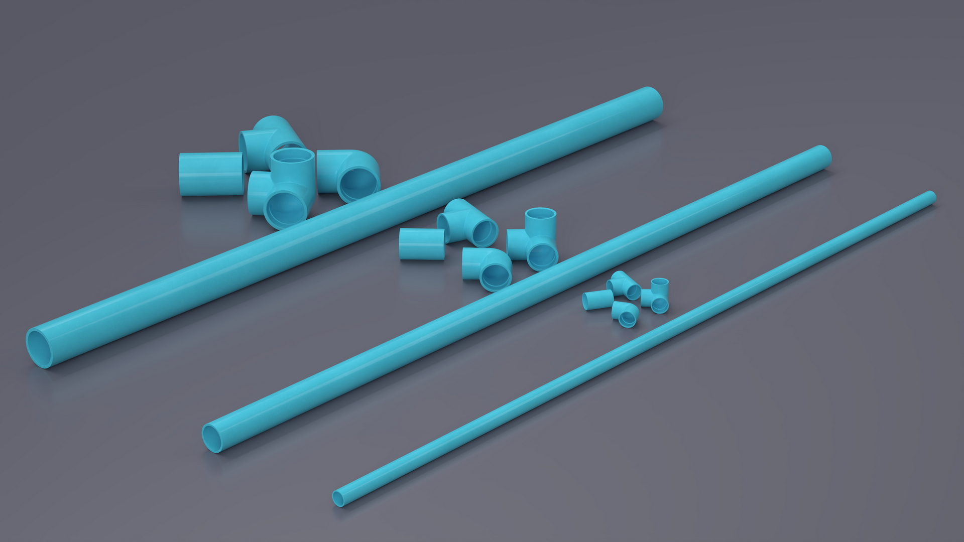 3D model Plumbing PVC Pipes and Fittings Set