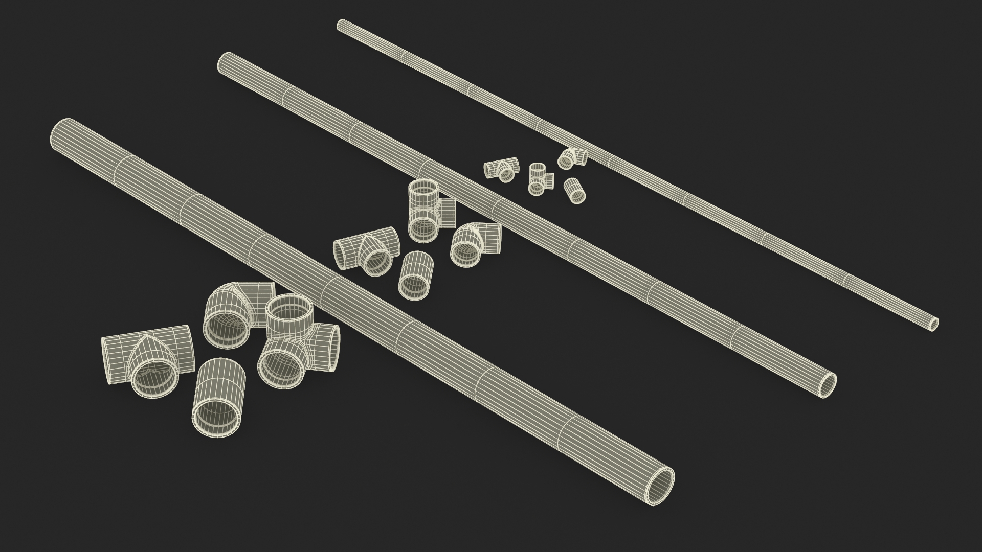 3D model Plumbing PVC Pipes and Fittings Set