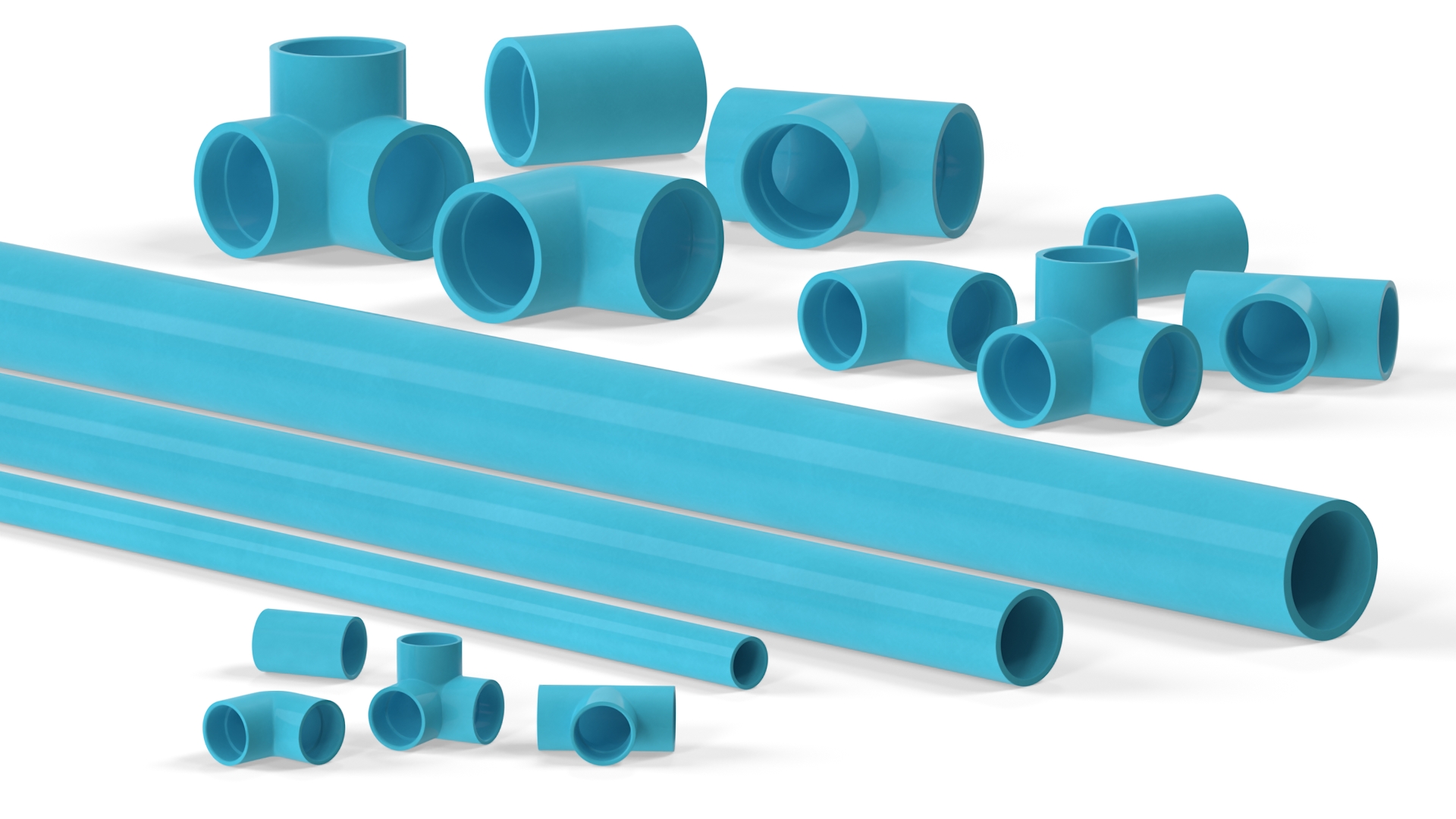 3D model Plumbing PVC Pipes and Fittings Set