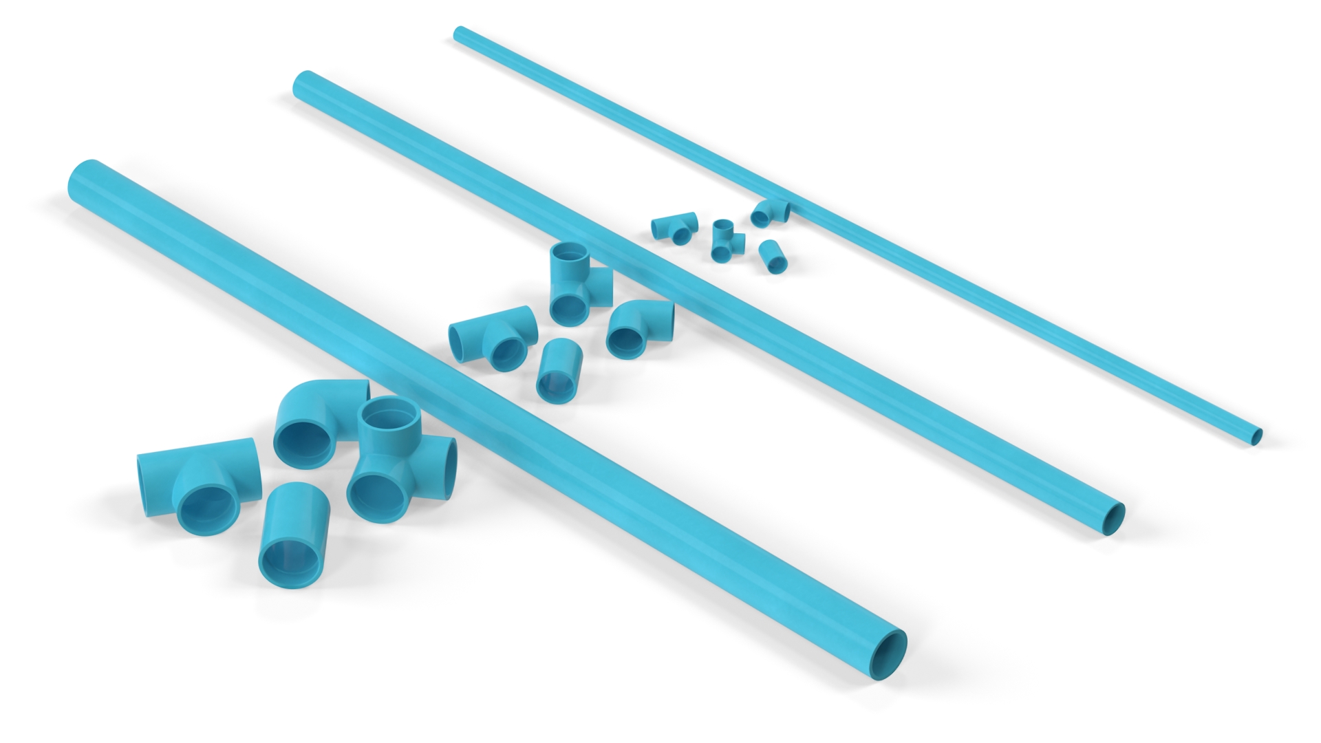 3D model Plumbing PVC Pipes and Fittings Set