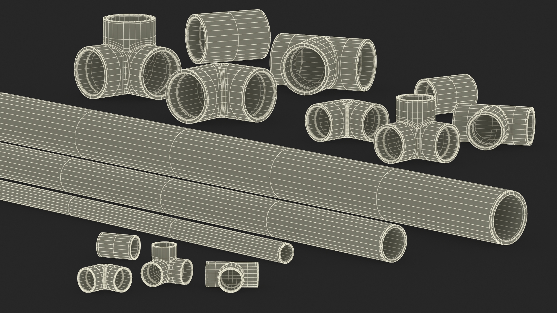 3D model Plumbing PVC Pipes and Fittings Set