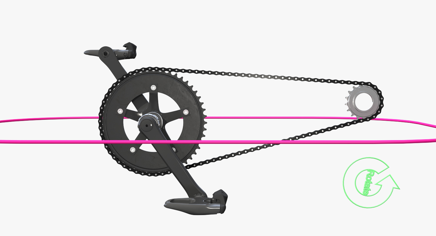 Bicycle Chain with Pedals Rigged 3D