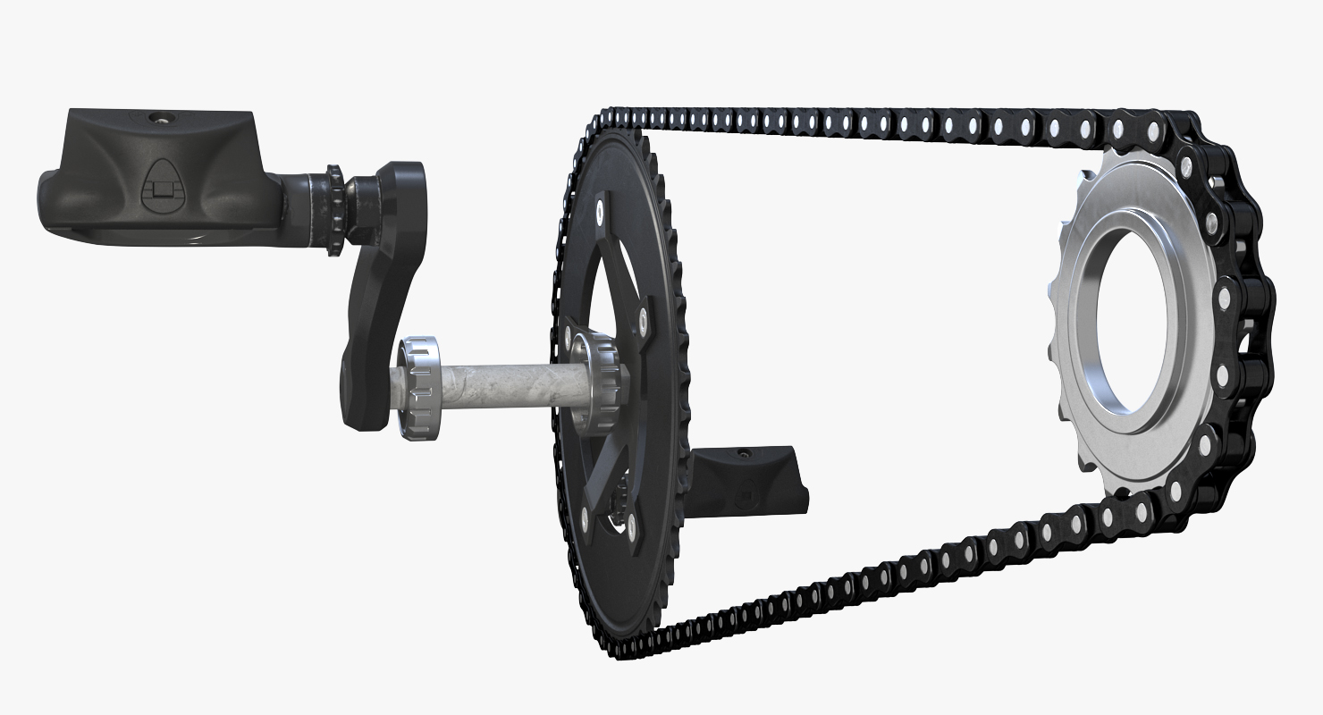 Bicycle Chain with Pedals Rigged 3D