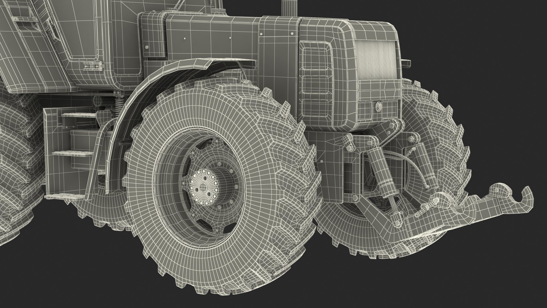 3D Wheel Tractor Dirty Rigged