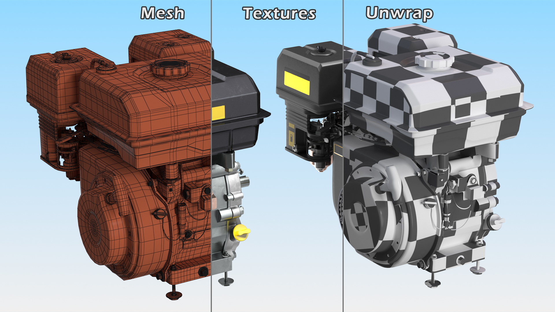 Horizontal Shaft Gas Engine 3D