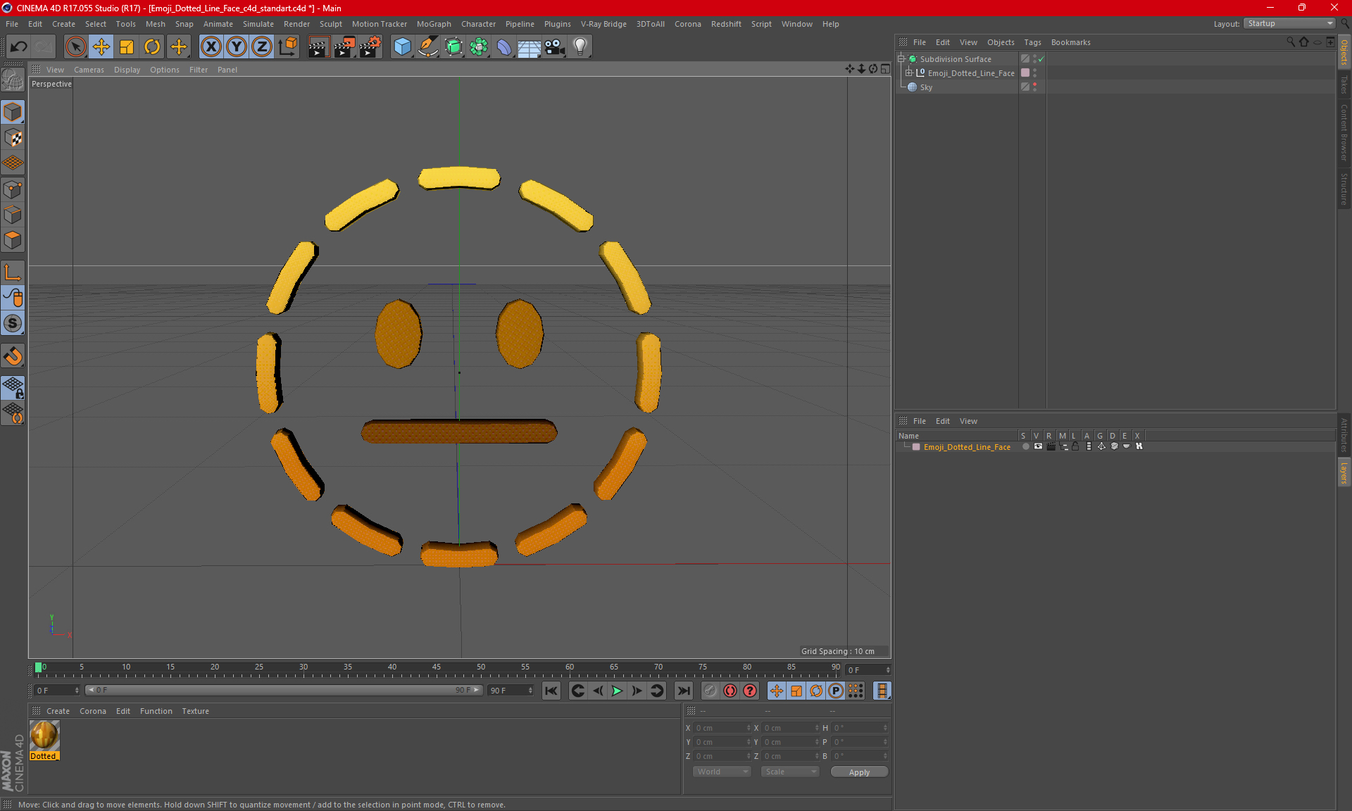 Emoji Dotted Line Face 3D