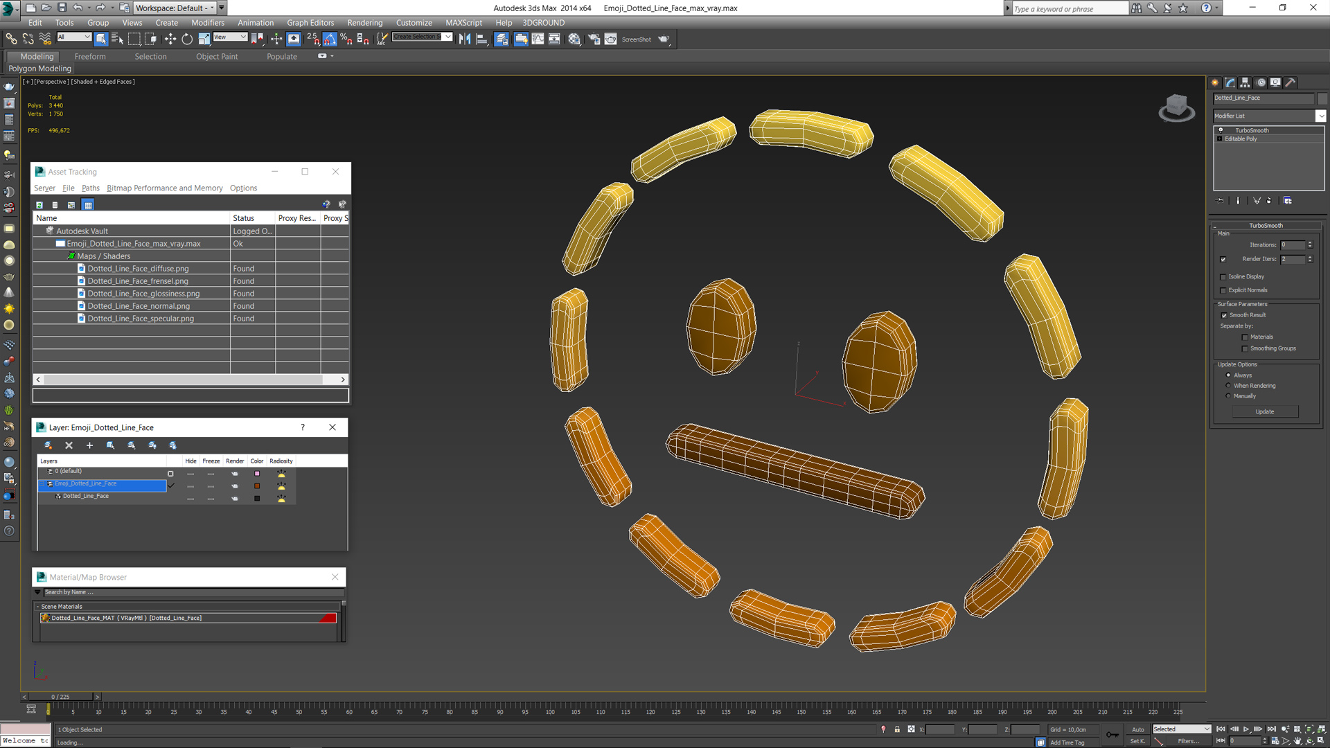 Emoji Dotted Line Face 3D