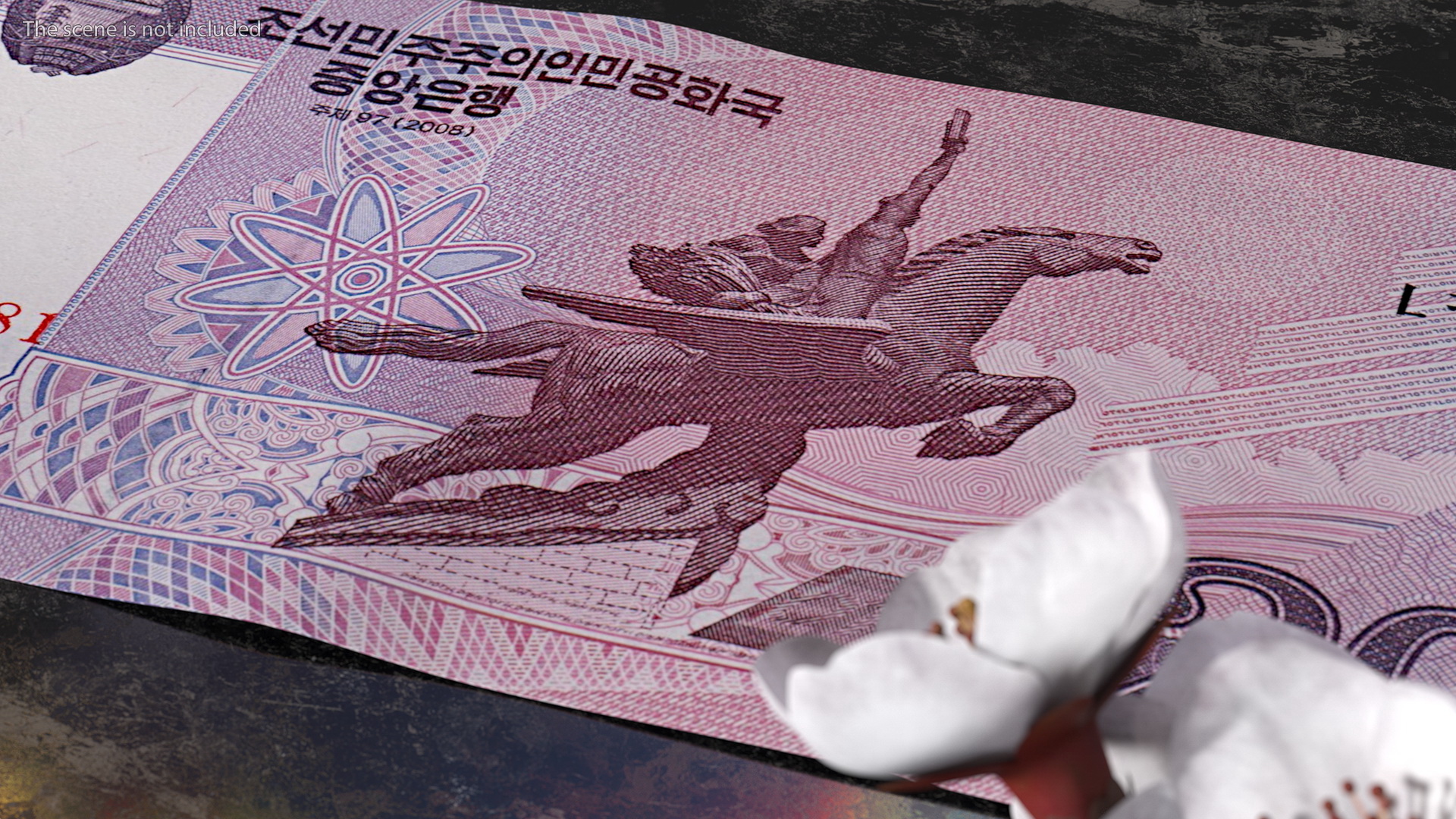 3D Stack of North Korea 200 Won model