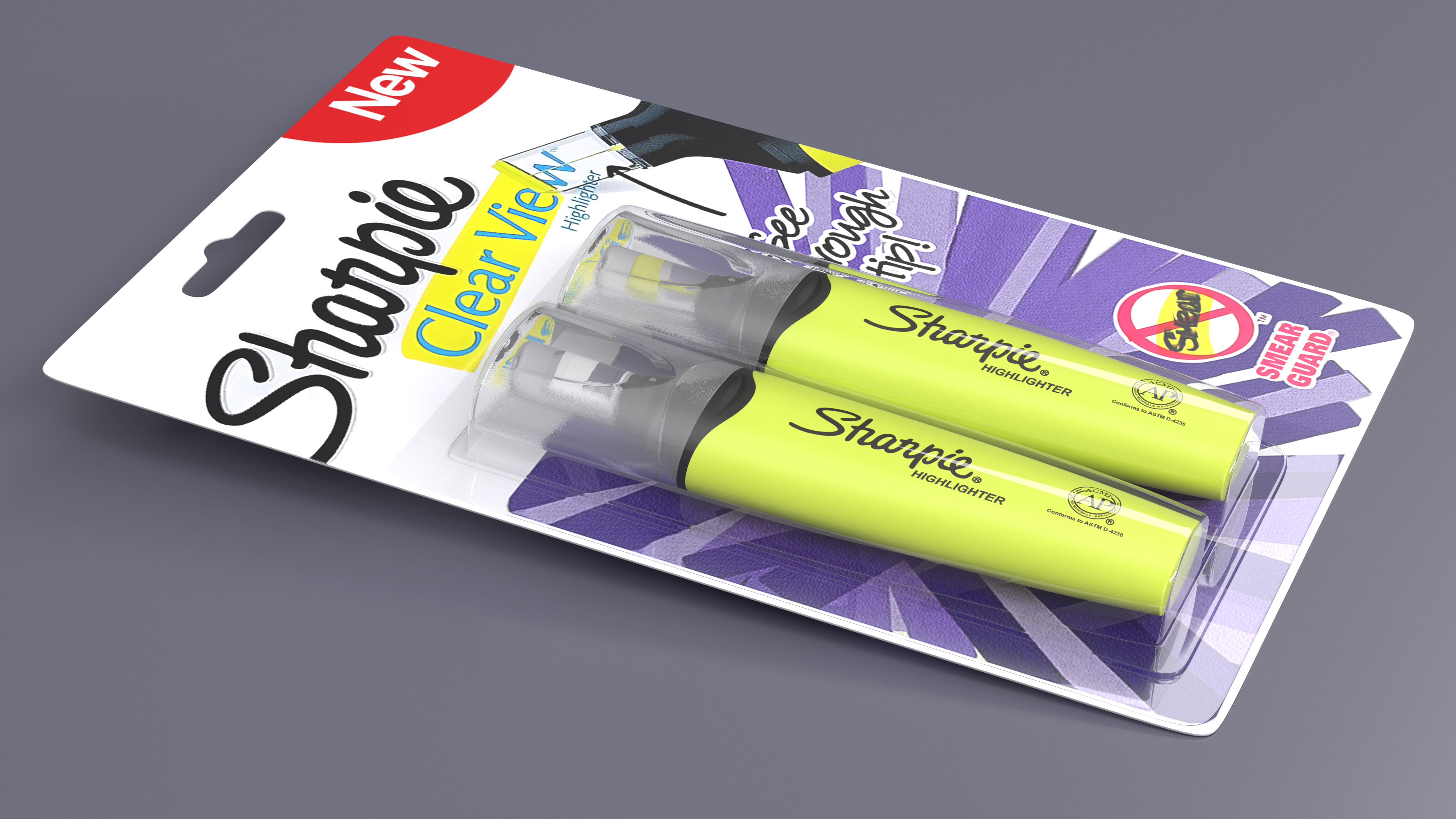 2 Sharpie Highlighter Markers with Package 3D