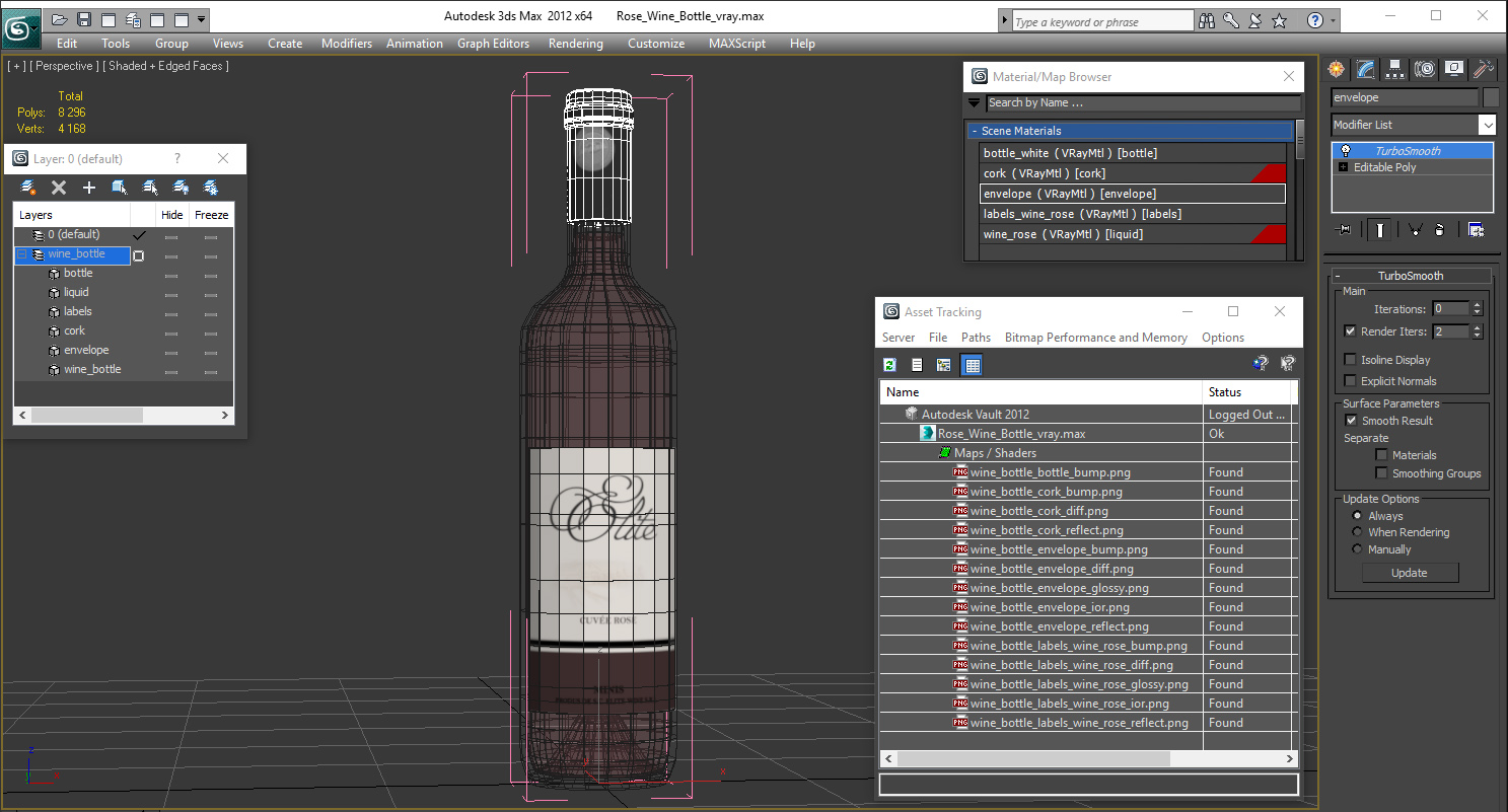 3D Rose Wine Bottle